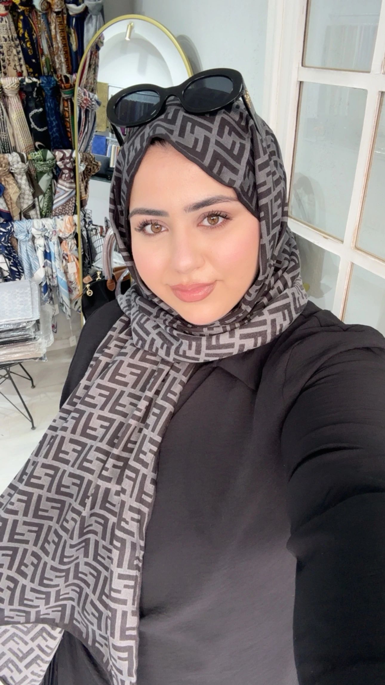 F Desen Yün Pamuk Şal Antrasit 