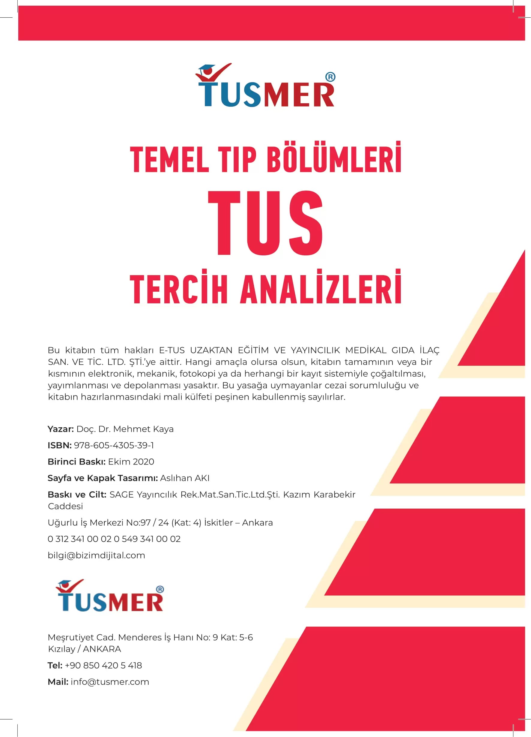 Temel Tıp Bölümleri TUS Tercih Analiz Kitabı