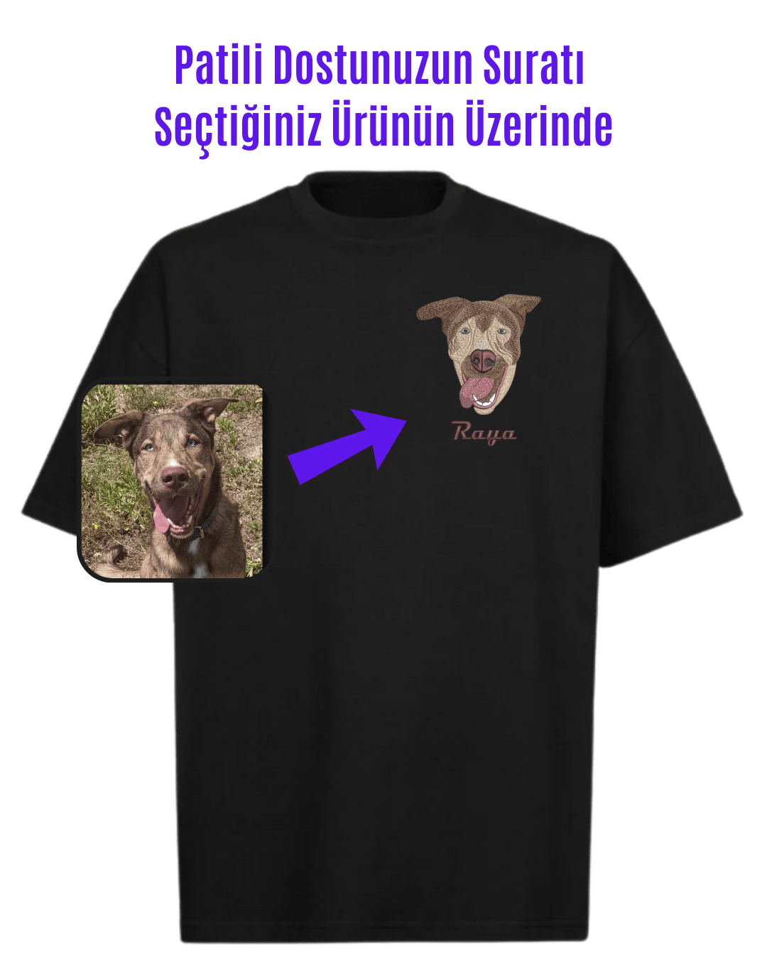 🐶🐈 T-SHIRT - Kişiye Özel Nakış Evcil Hayvan 🐶🐈