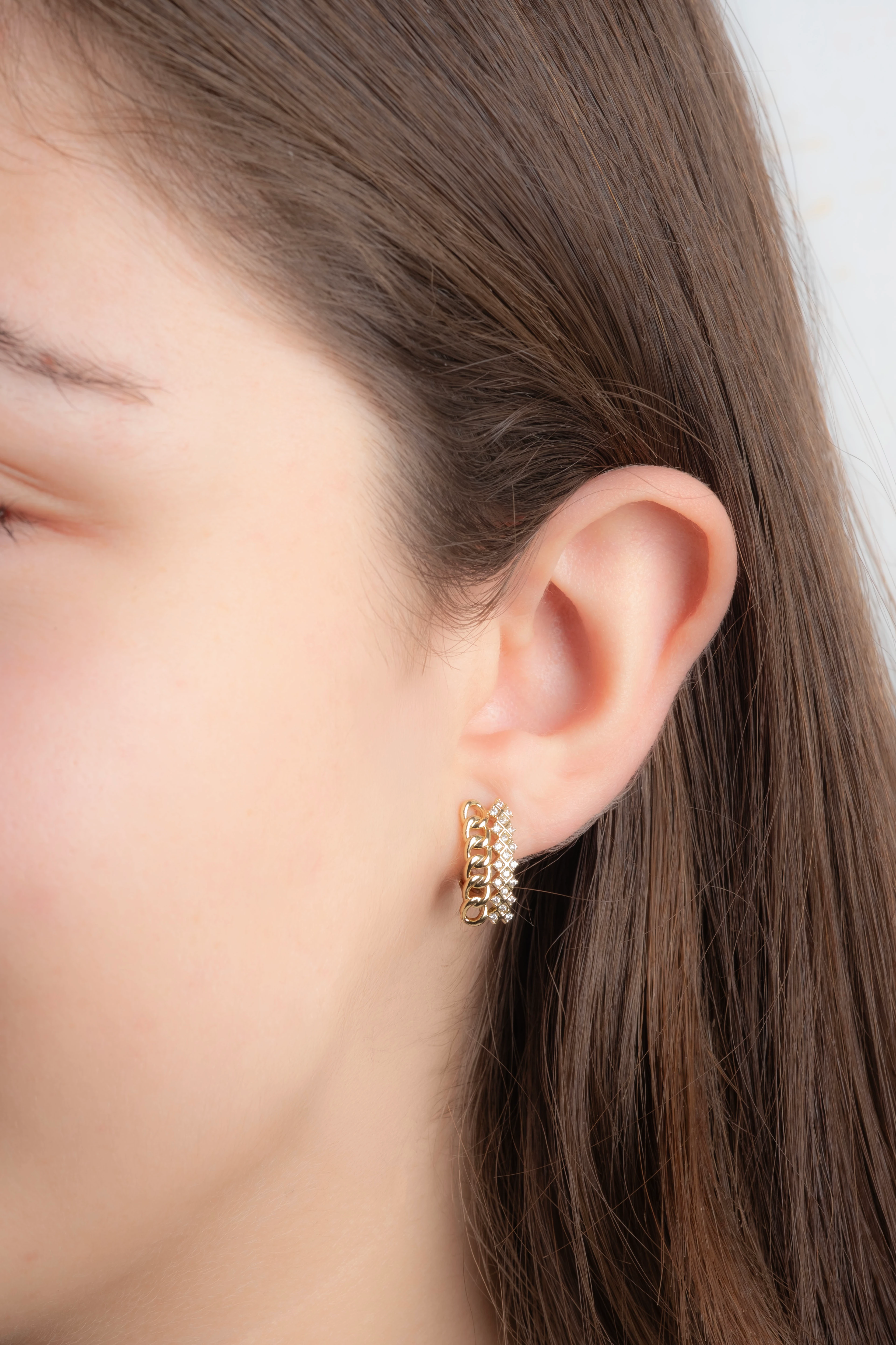 Xuping Gold Zincir Taşlı Küpe