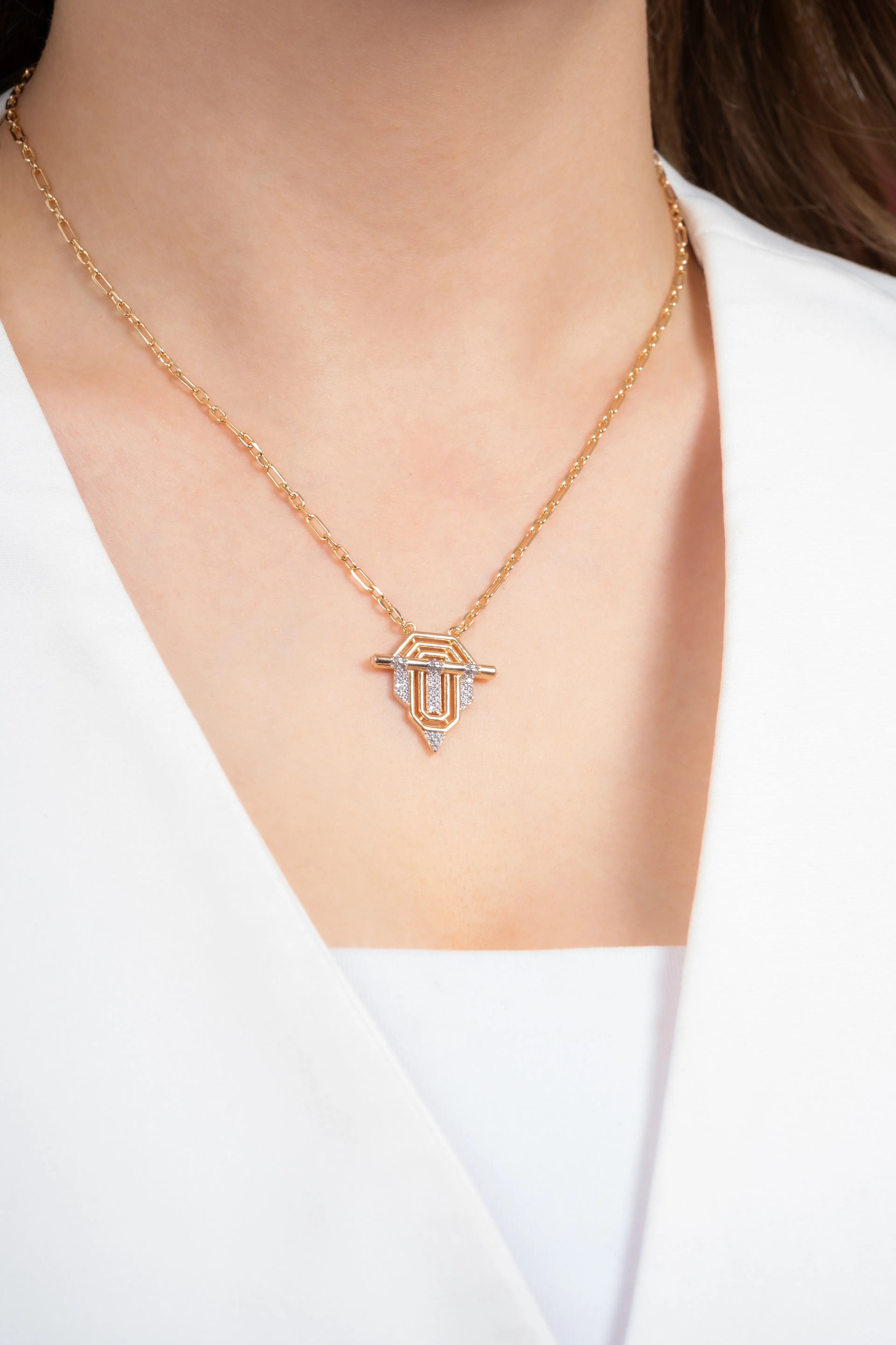 Geçme Zincirli Çift Renk Serenay Kolye