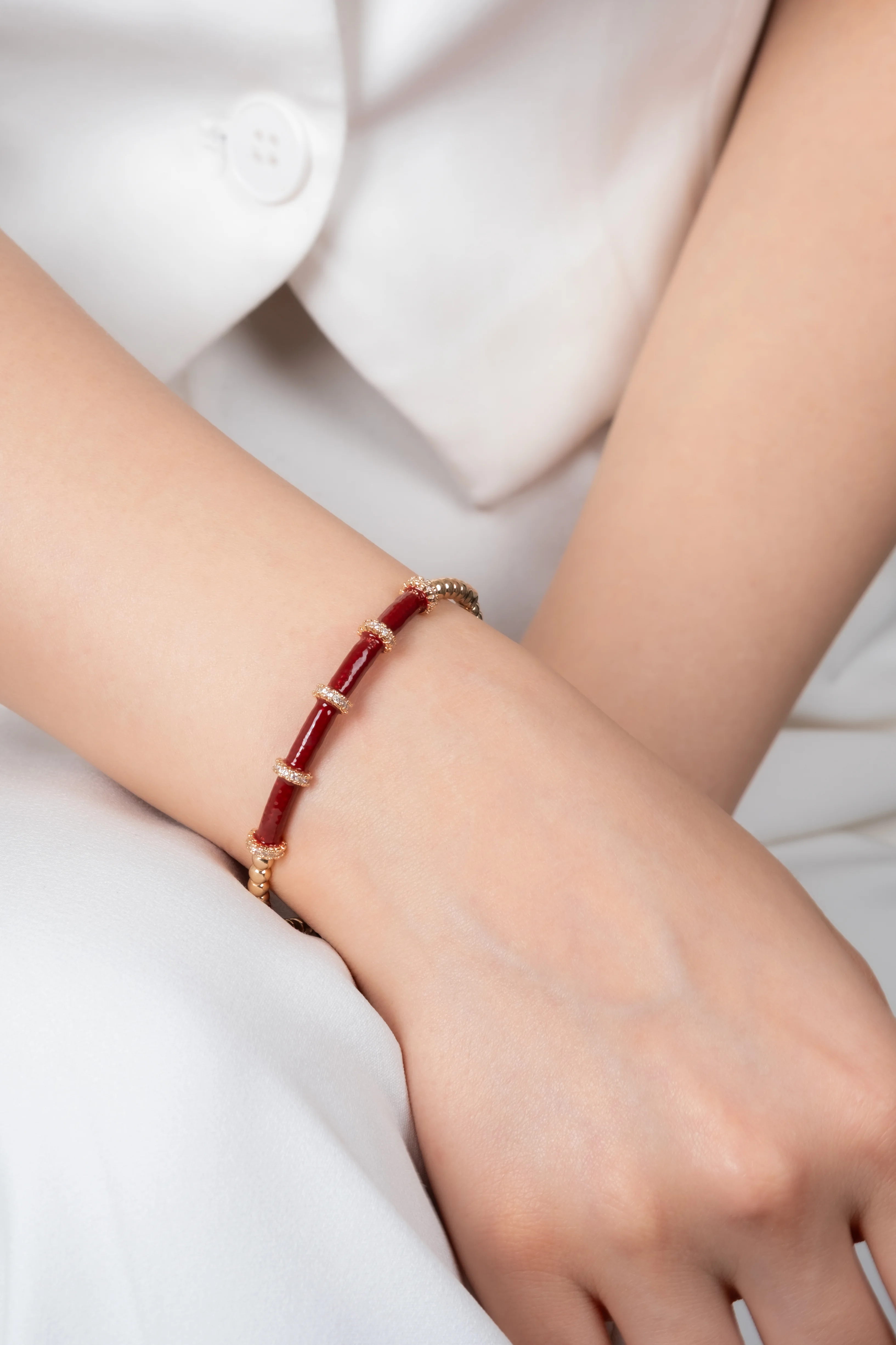 Dorikalı Kahve Seramik Taş Detayı Bilezik