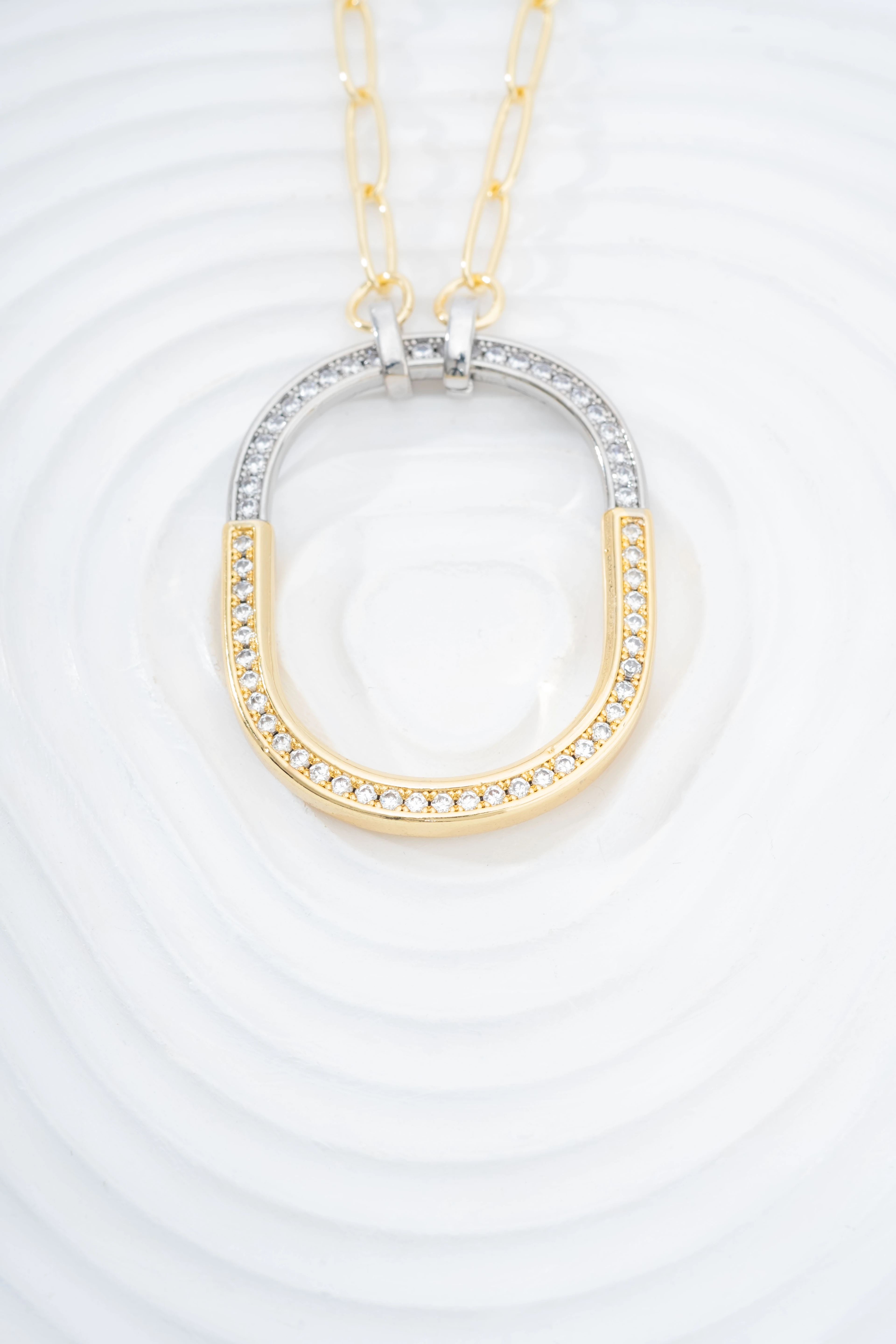 Gold Ataç Zincirli Boş Elips Kolye