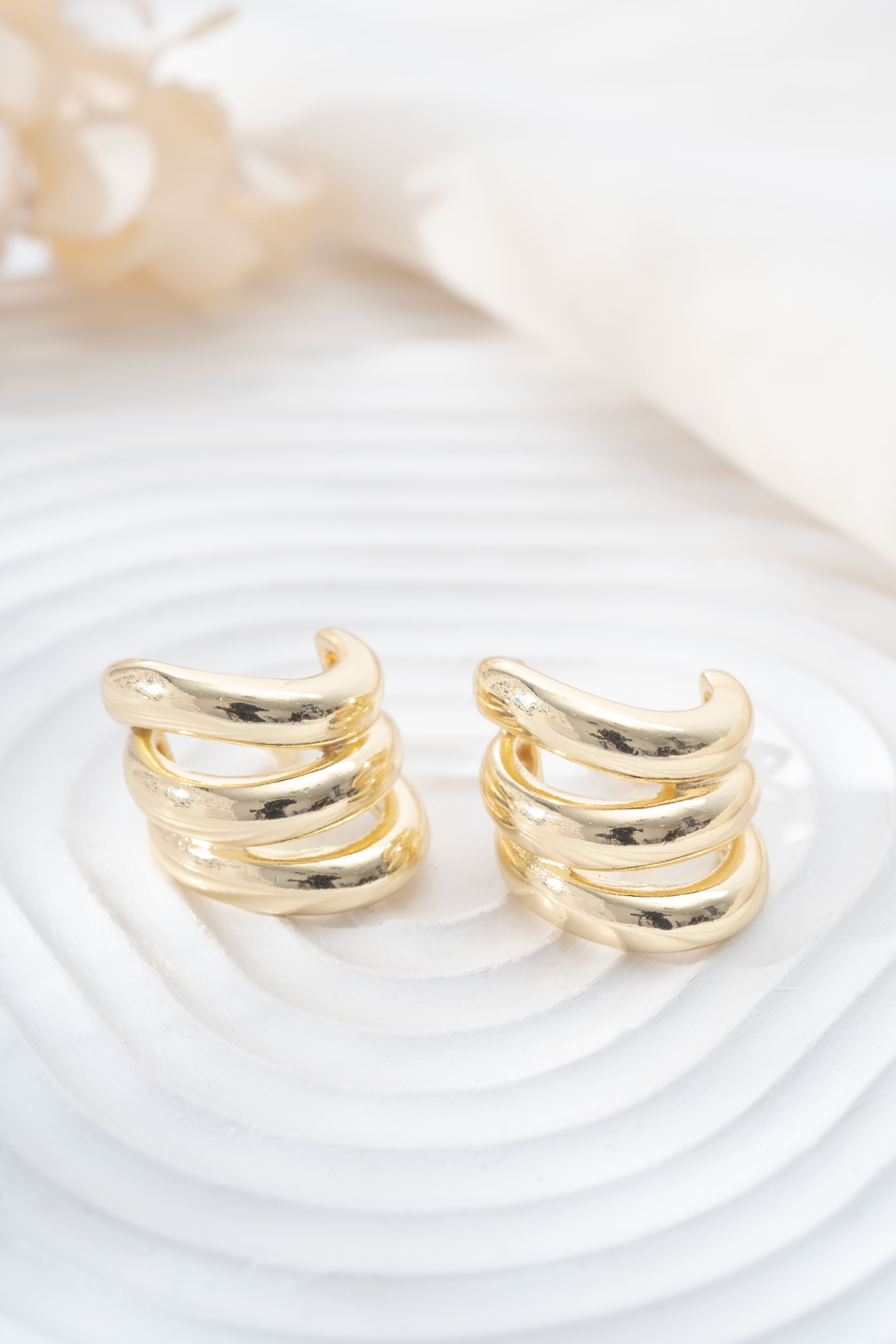 VIP Gold 3 Lü Spiral Küpe
