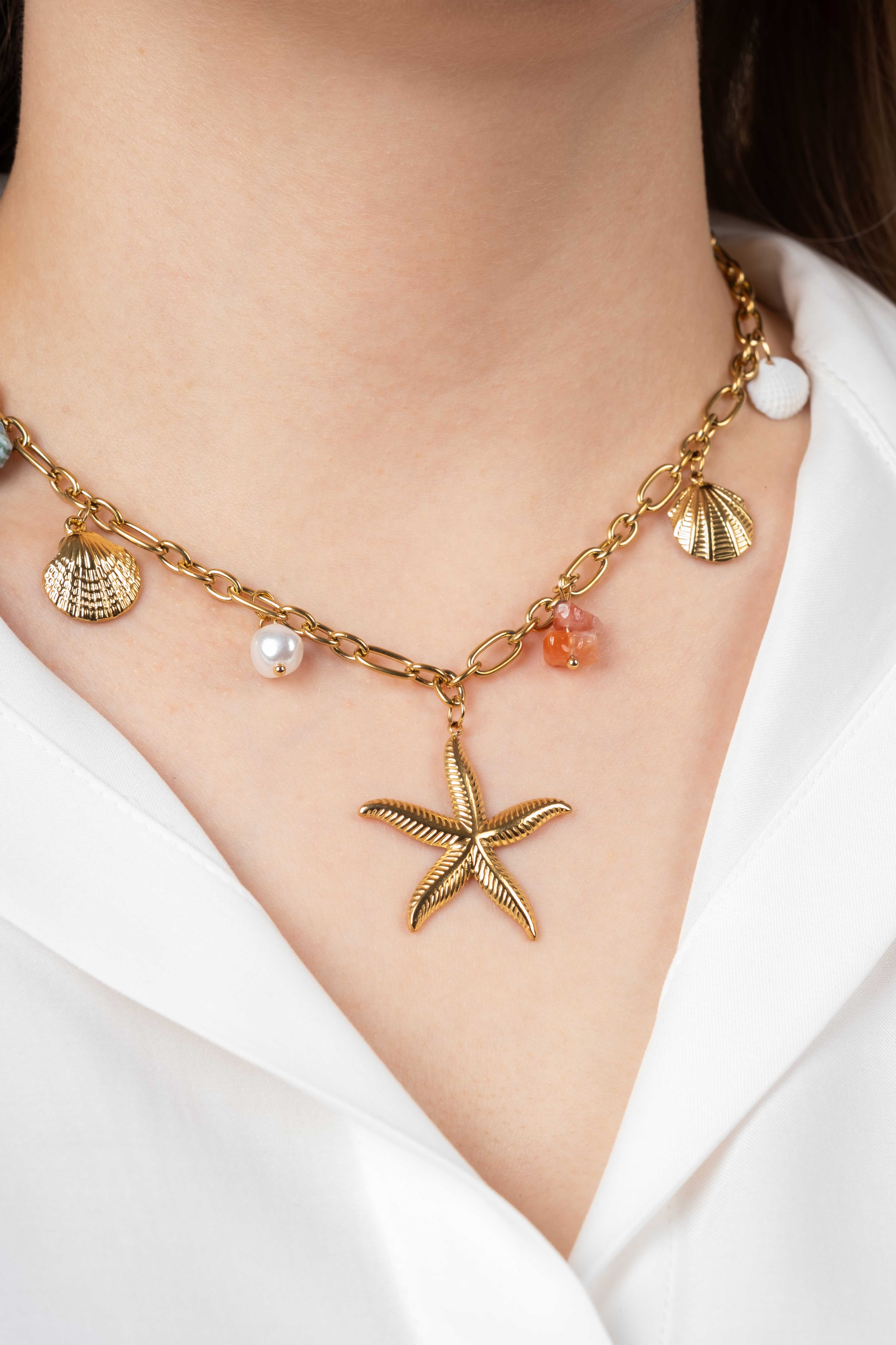 Gold Deniz Canlıları Uzun Kolyesi