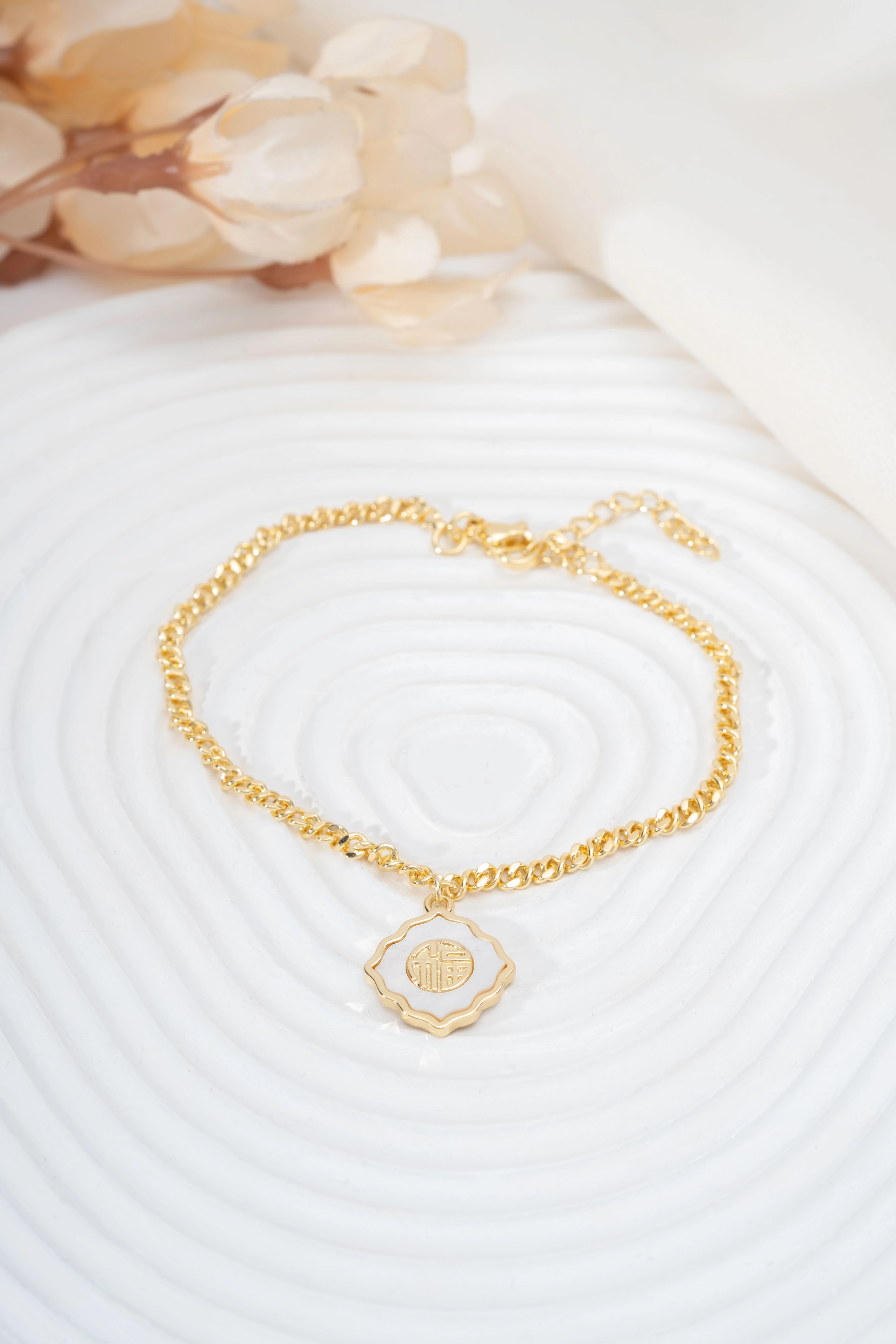 Gold Daire Etnik Model Bileklik