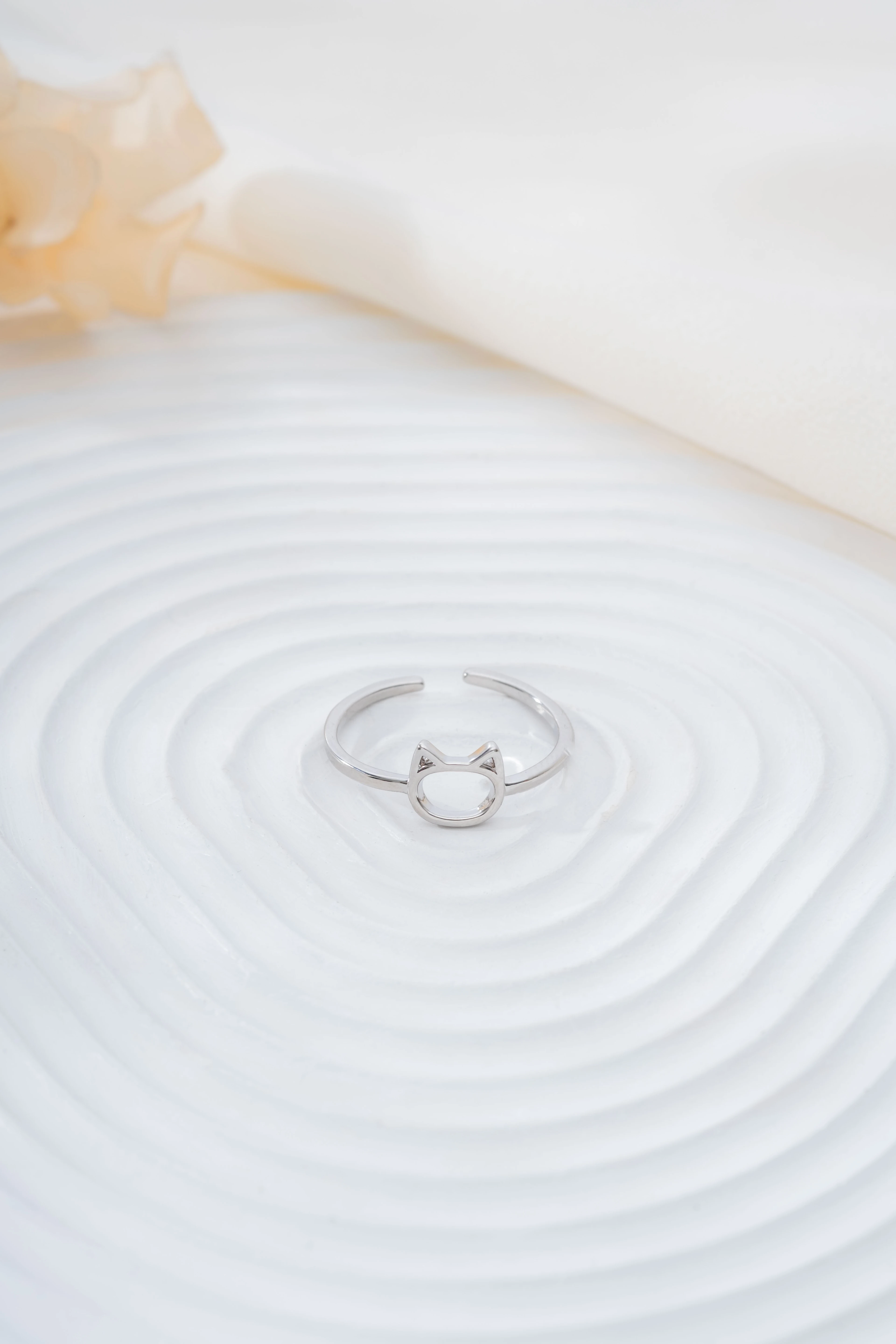 Silver Kedi Figürlü Tel Yüzük