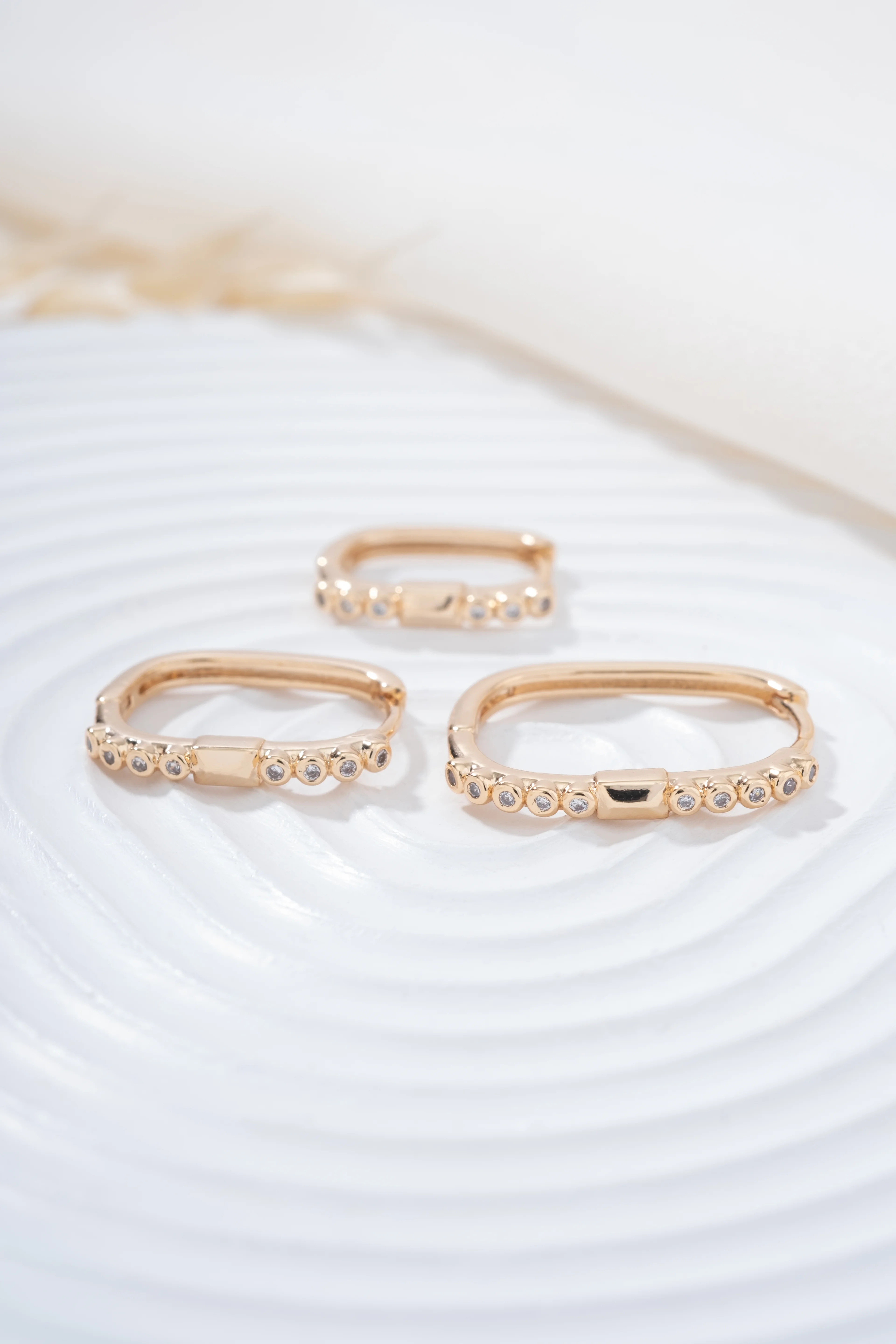 3 Lü Elips Geo Şekilli Küpe