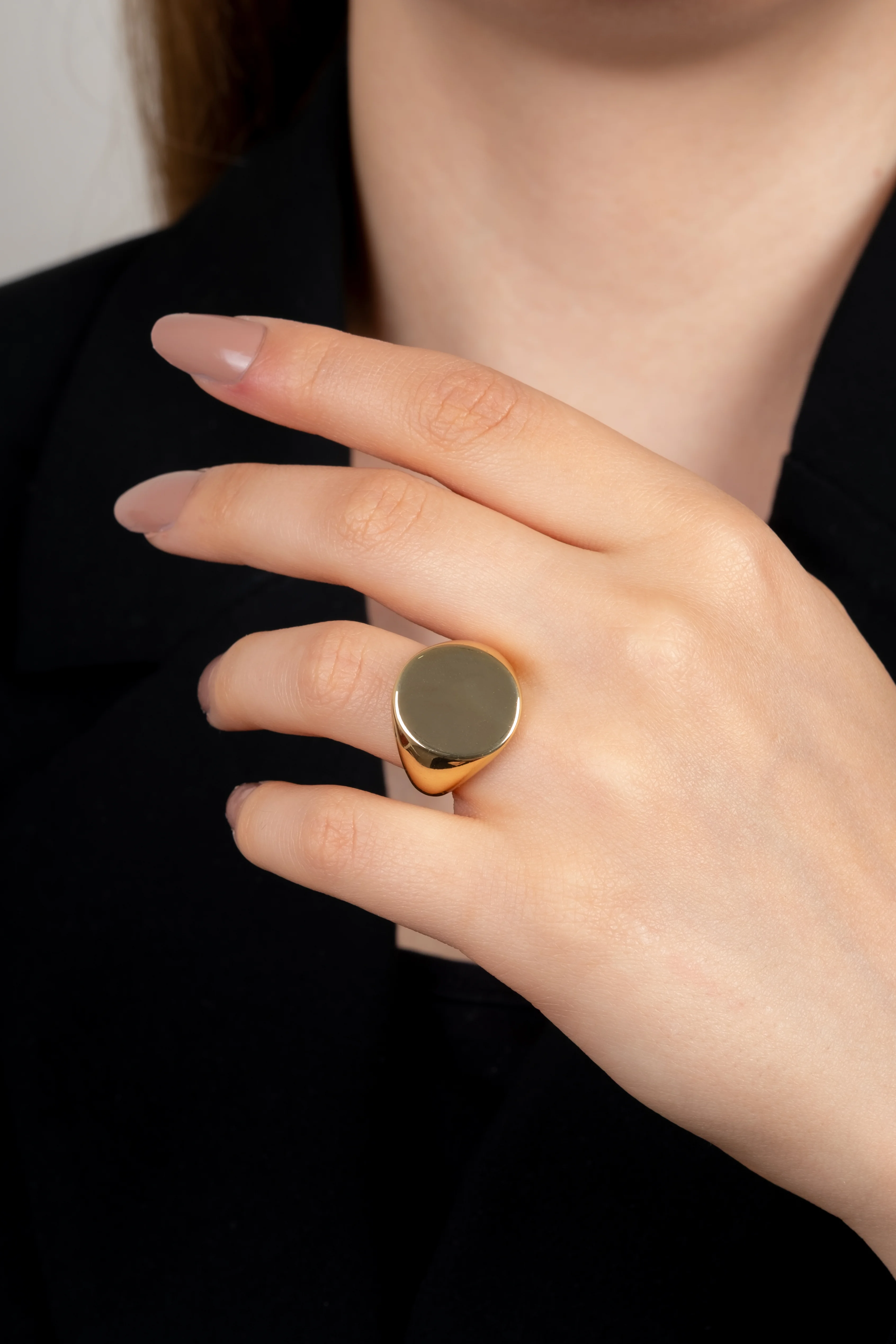 Gold İri Düz Yüzük