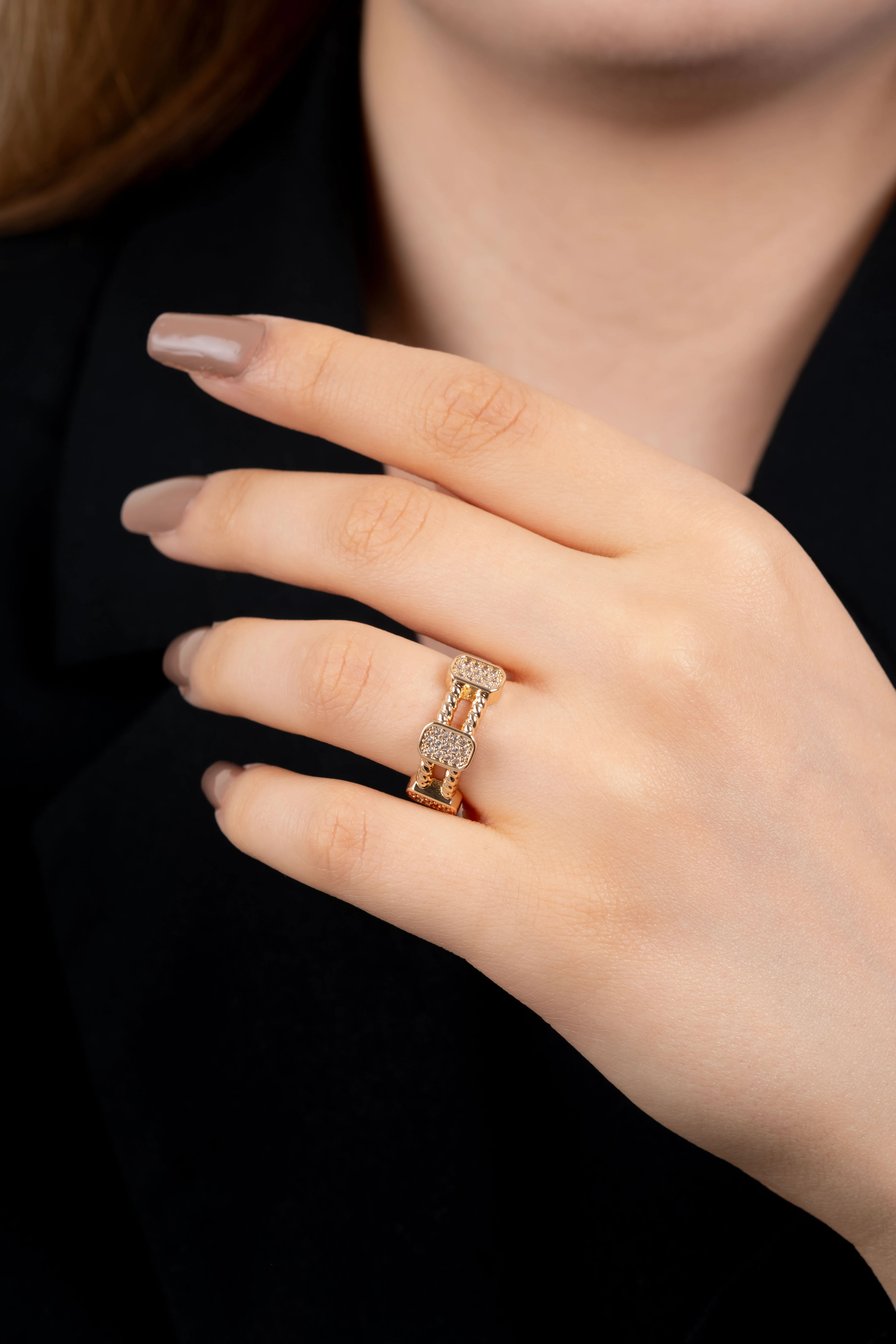 Rose Çift Sıra Baget Yüzük