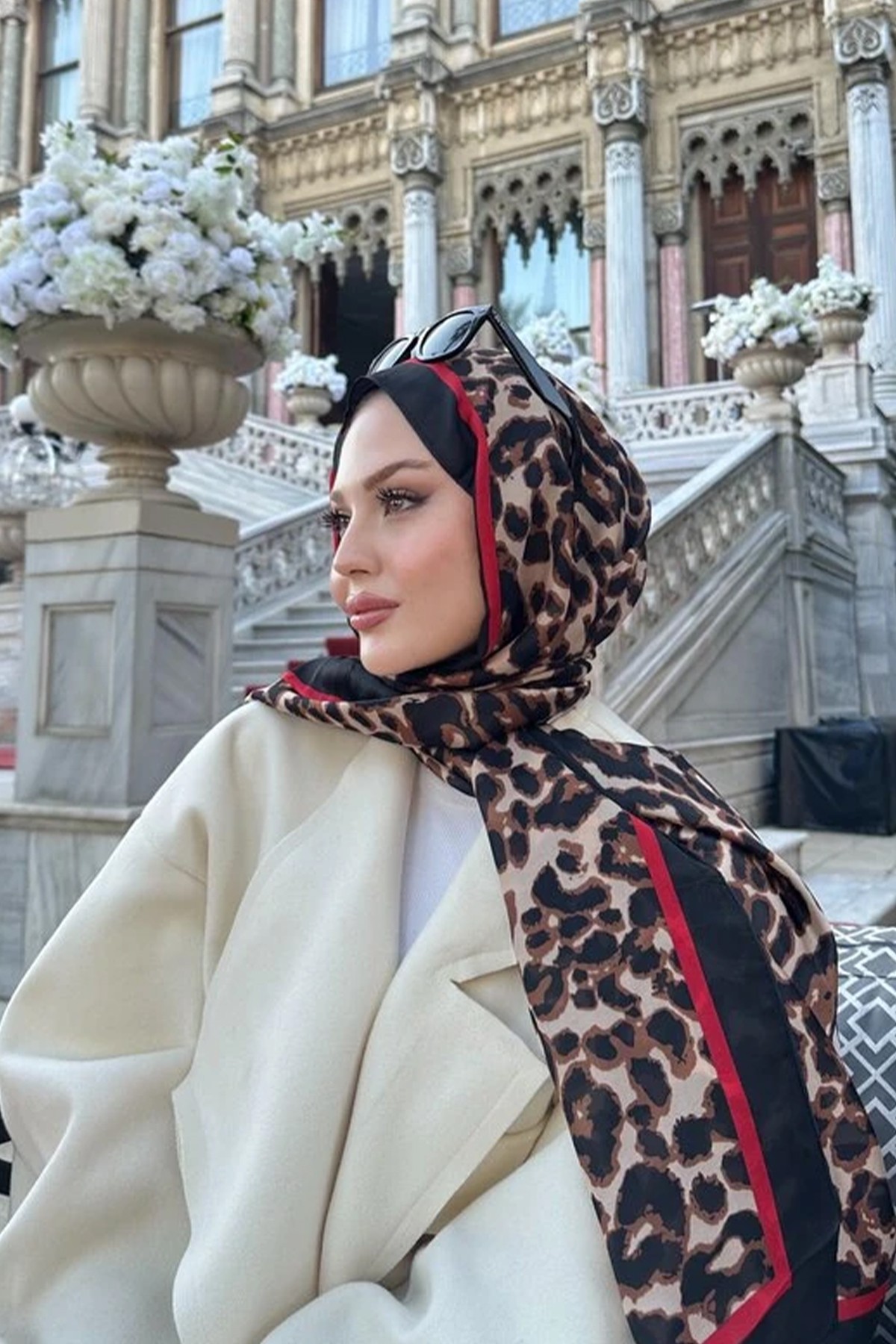 Leopar Vual İpek Şal