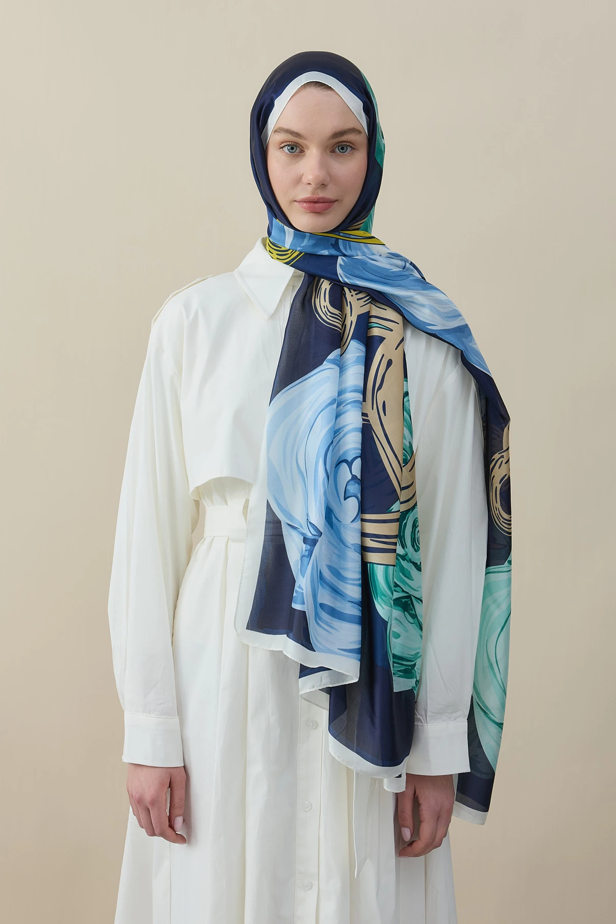 BloomRing Vual İpek Şal - Lacivert