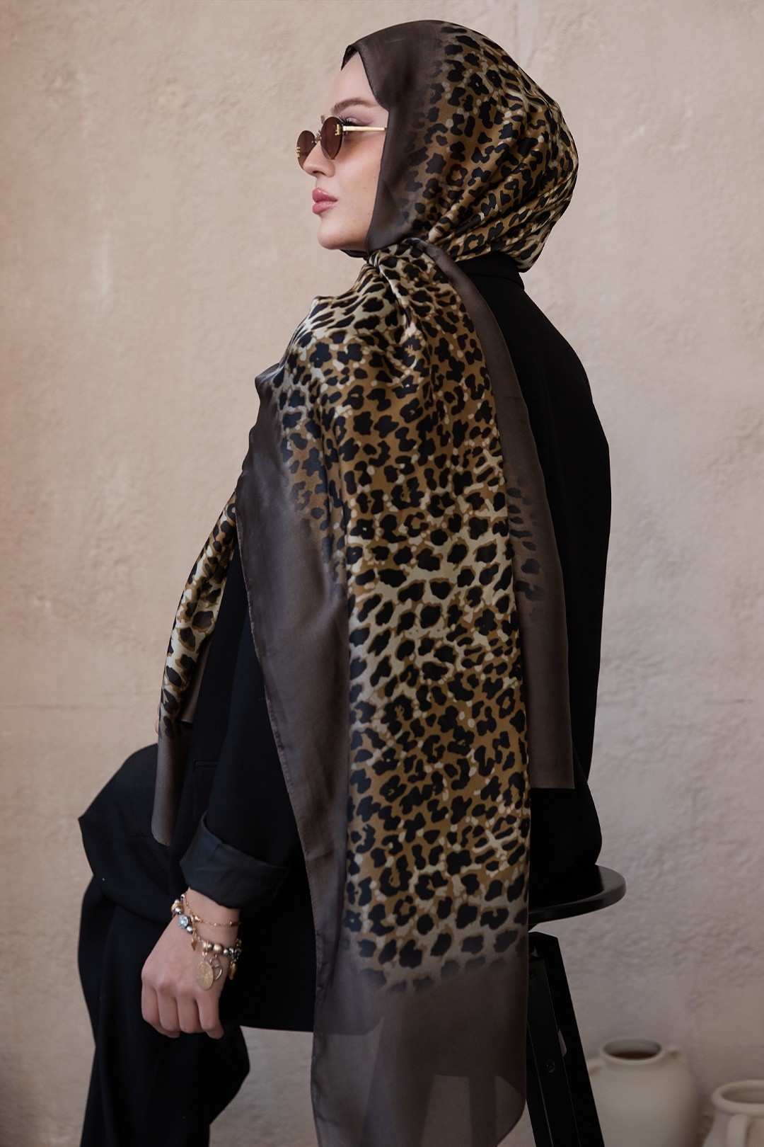DEGRADE LEOPAR DESEN ŞAL