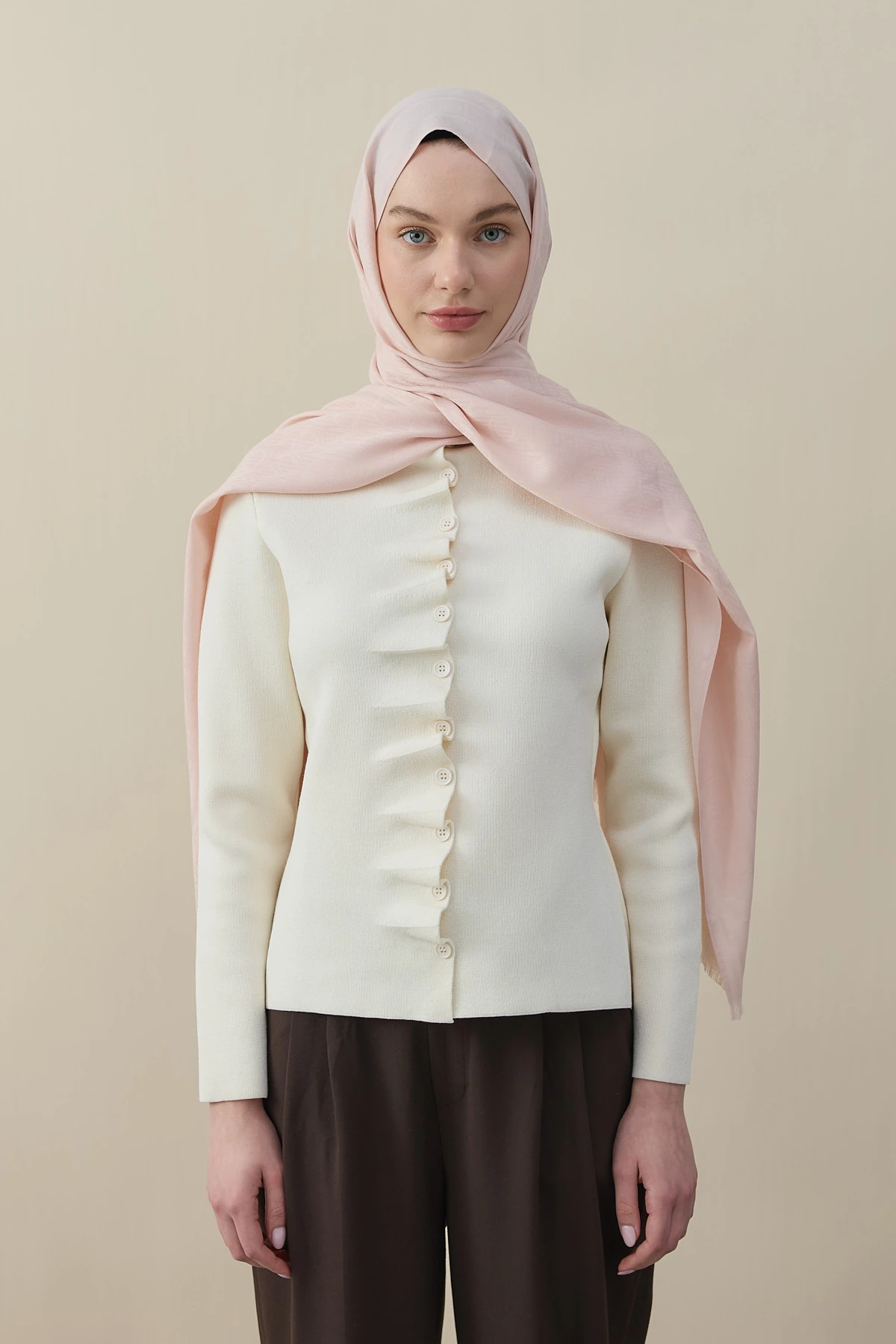 CK Kaşmir İpek Şal - Pudra