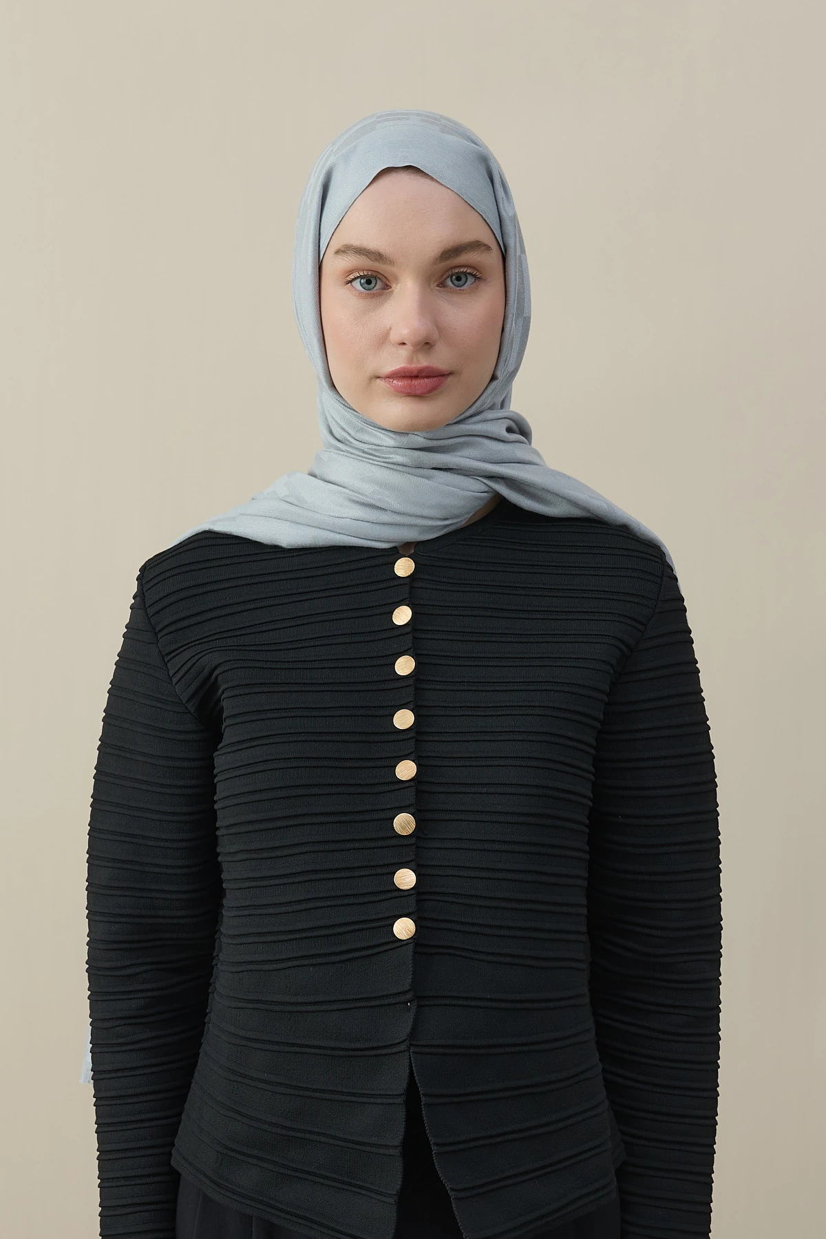 H Desen Kaşmir İpek Şal - Gümüş