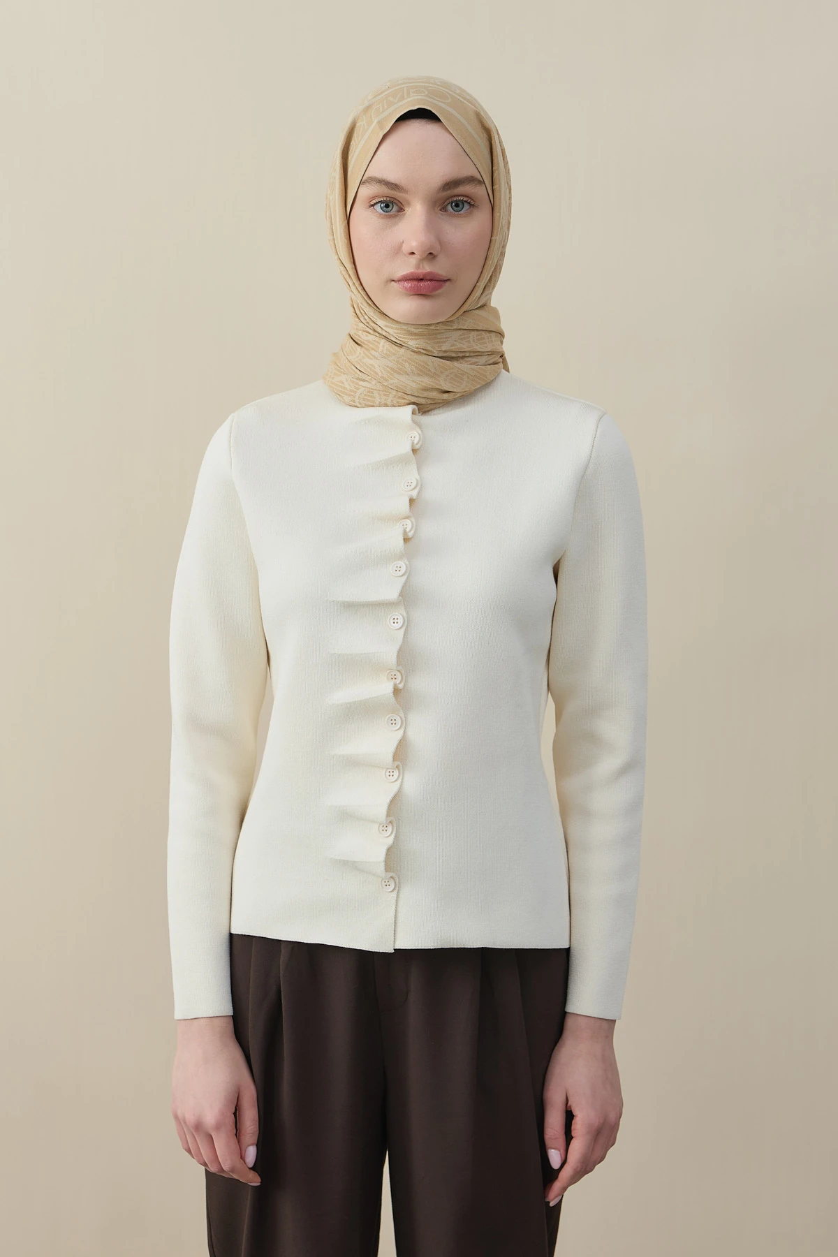 CK Kaşmir İpek Şal - Gold-Krem