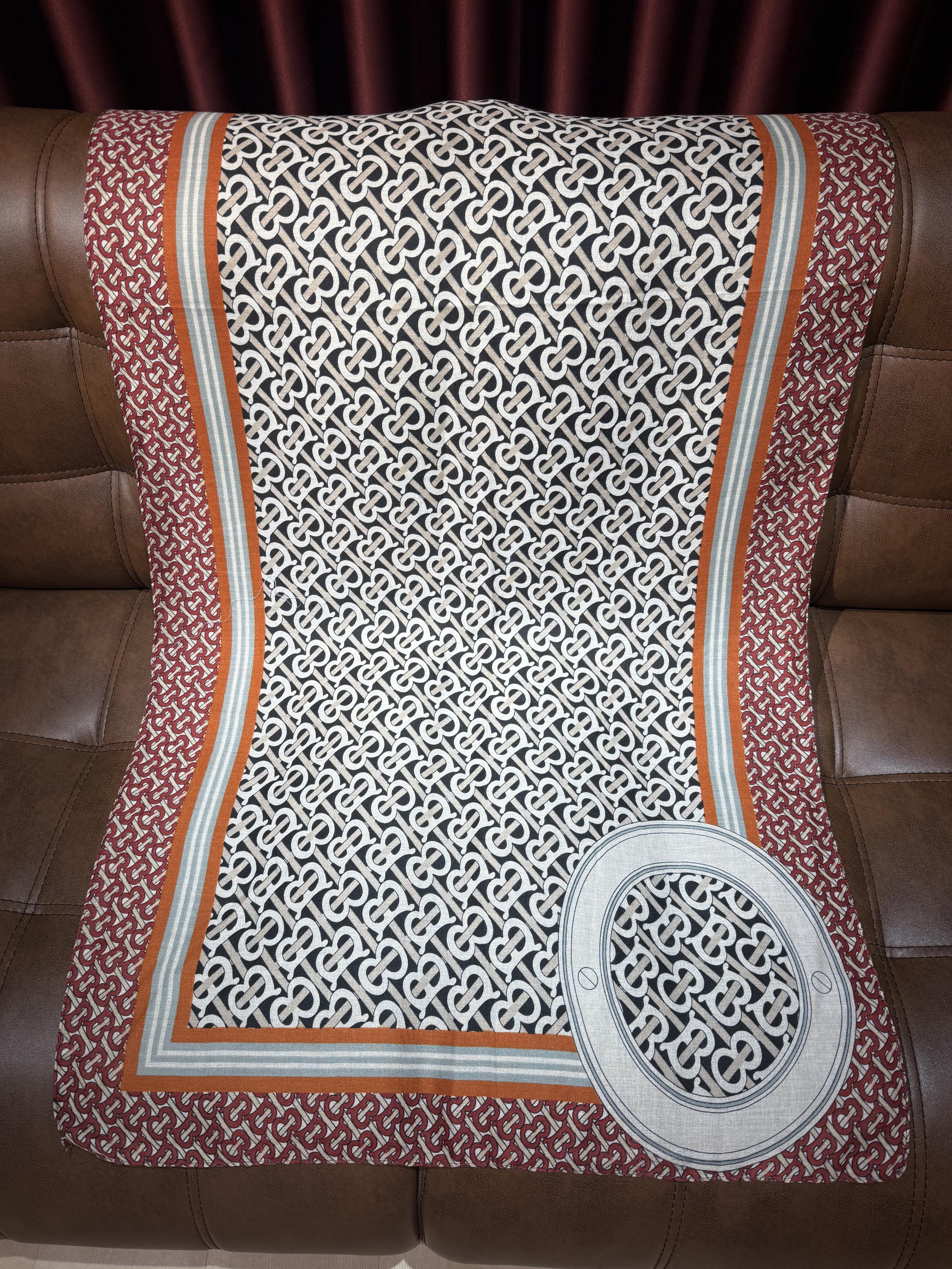 MONOGRAM DESEN KOTON YÜN ŞAL - Kırmızı