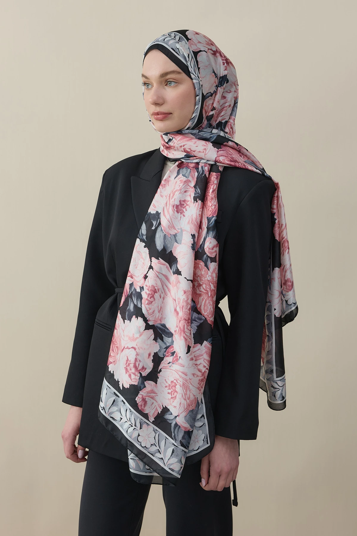 Gül Desen Vual İpek Şal