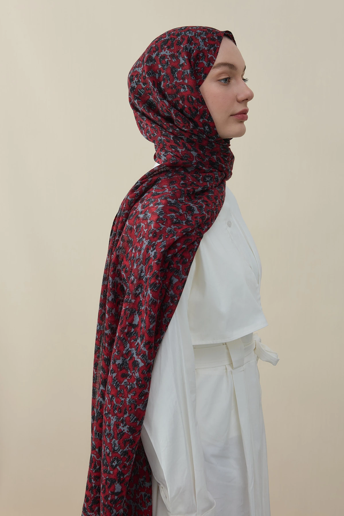 Crimson Mist Yün İpek Şal