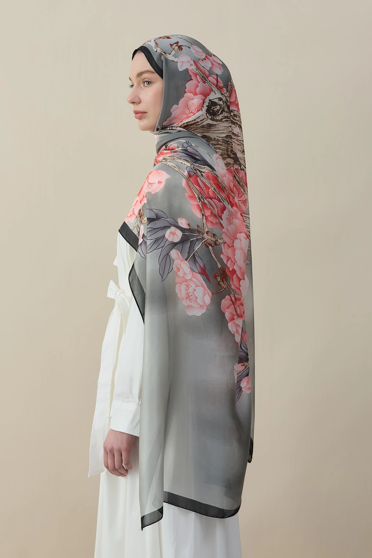 Lina Çiçek Desen İpek Vual Şal