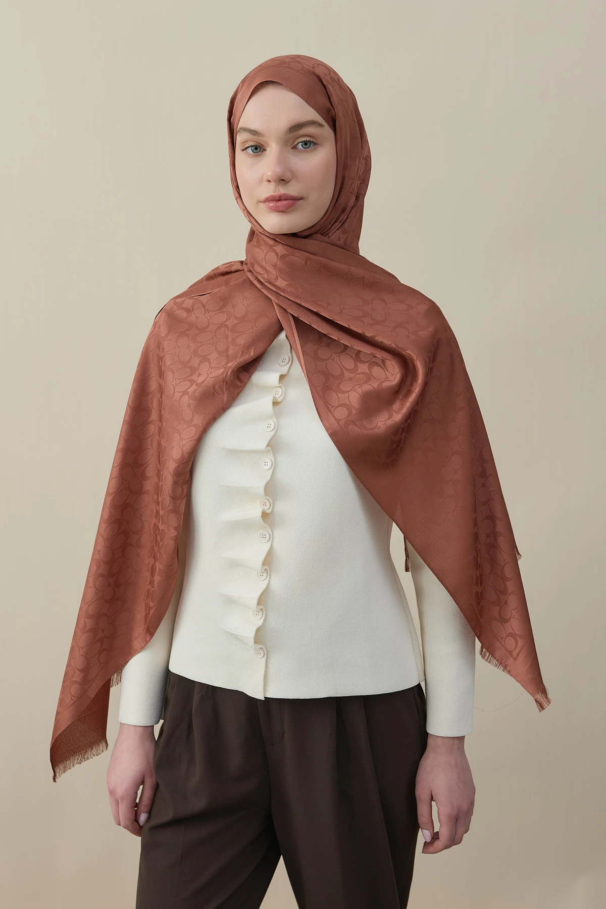 C Desen Pamuk İpek Şal