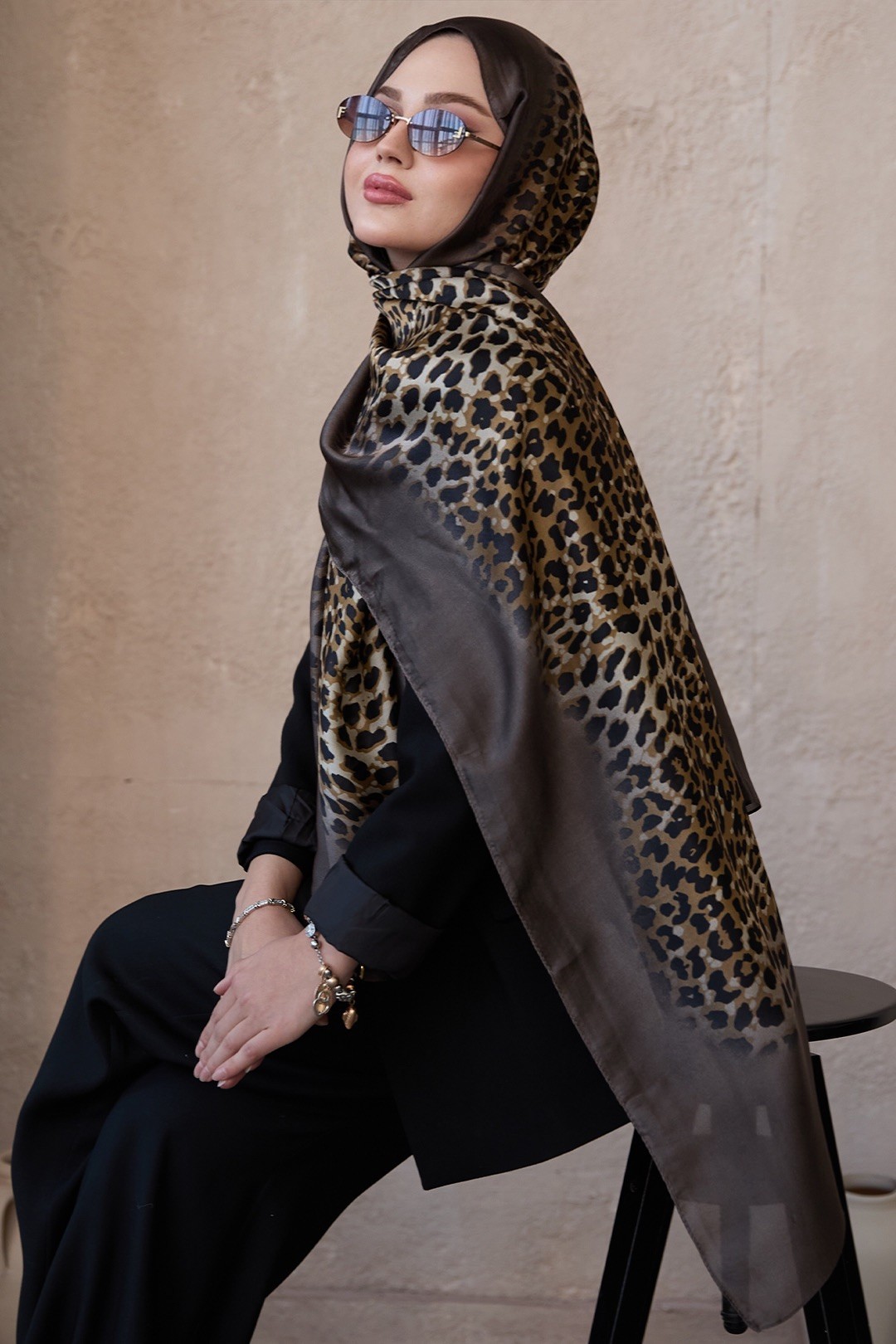 DEGRADE LEOPAR DESEN ŞAL