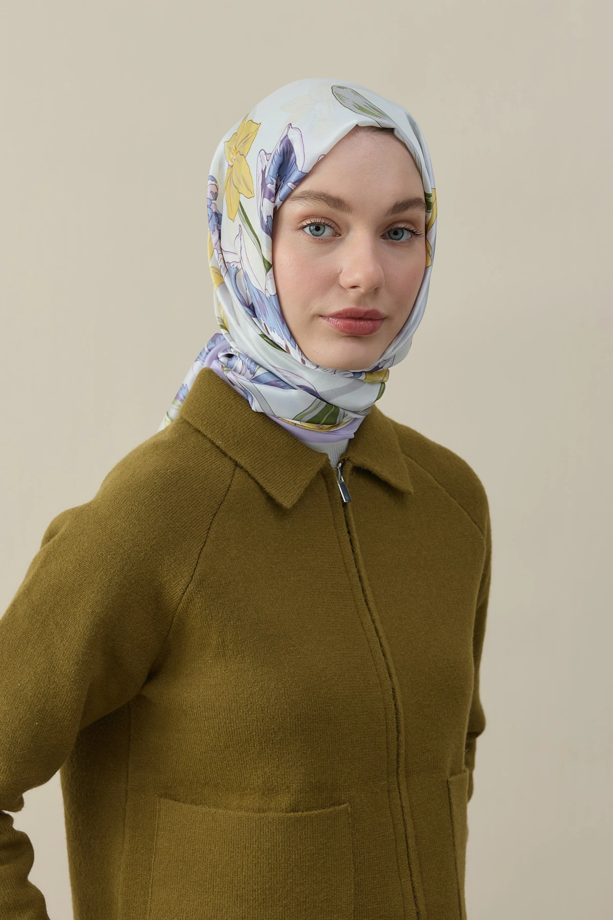 Blossy Vual İpek Şal - Lila