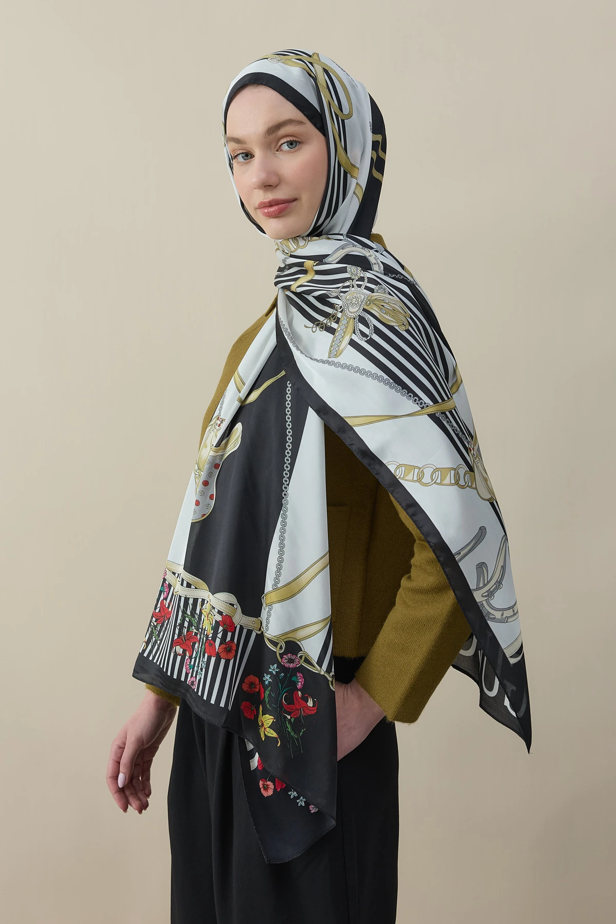 Chain Garden Vual İpek Şal