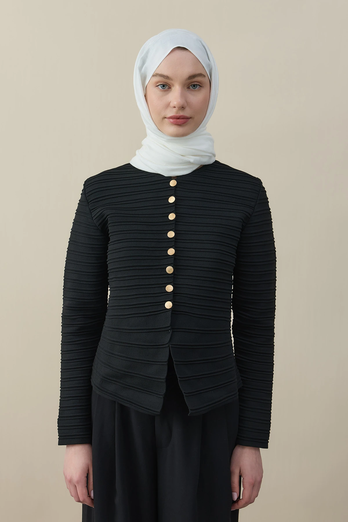 H Desen Kaşmir İpek Şal - Beyaz