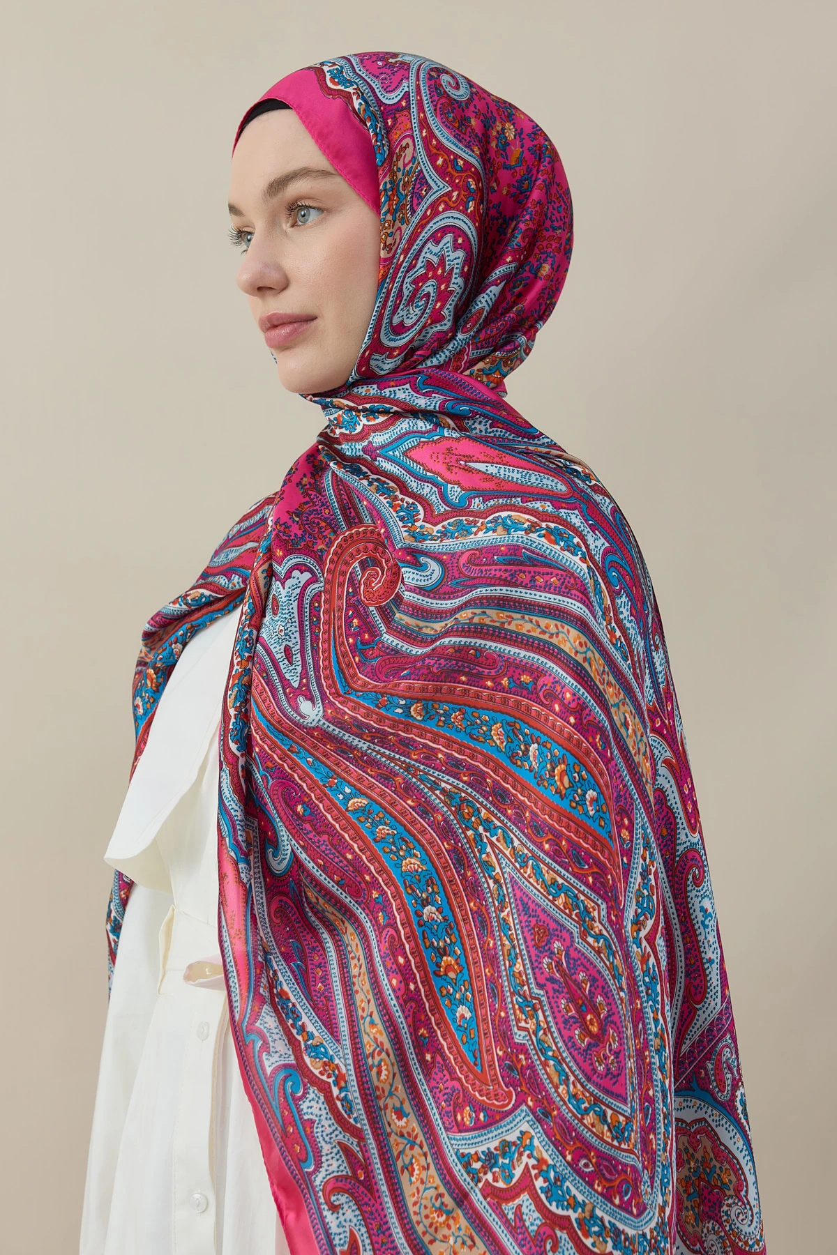 Etro Desen İpek Vual Şal - Fuşya