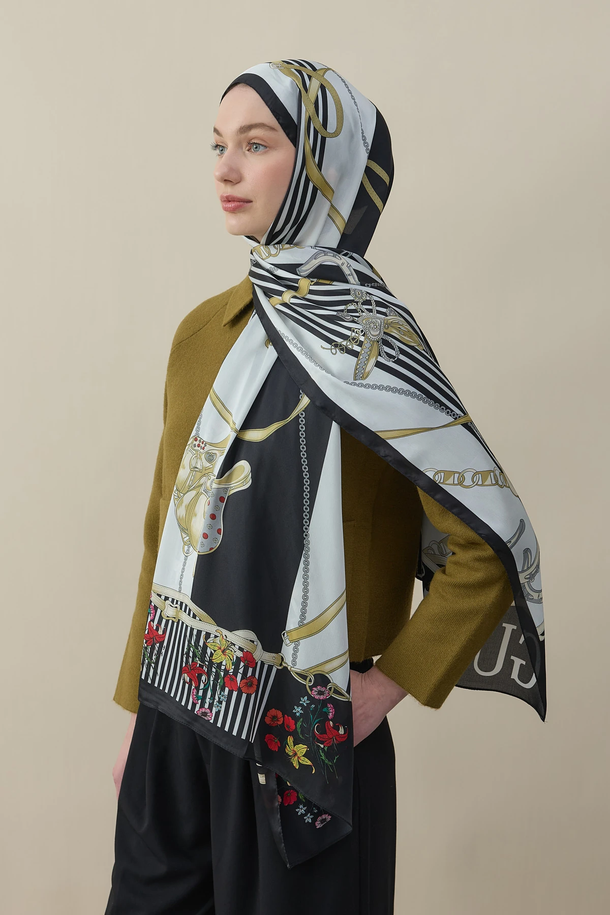 Chain Garden Vual İpek Şal