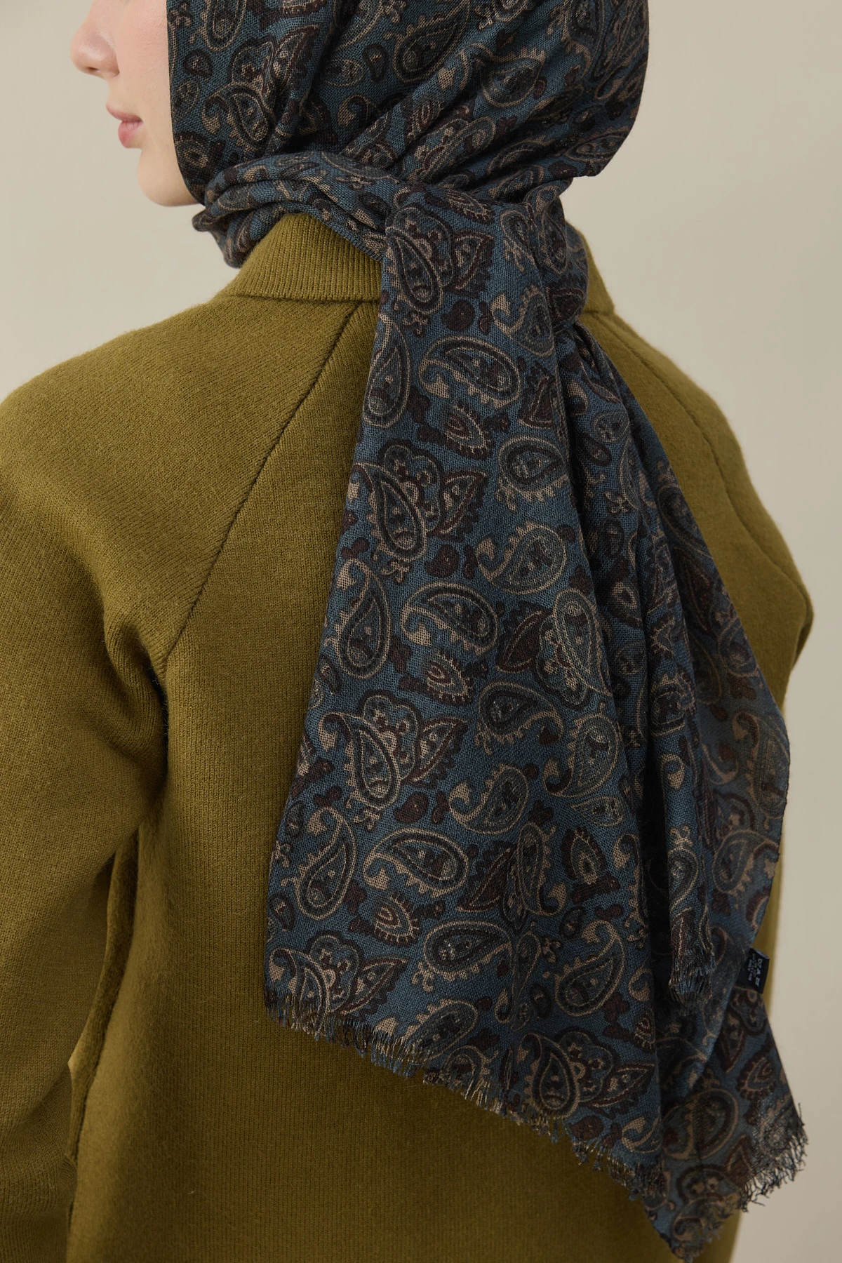 Badem Desen Yün İpek Şal