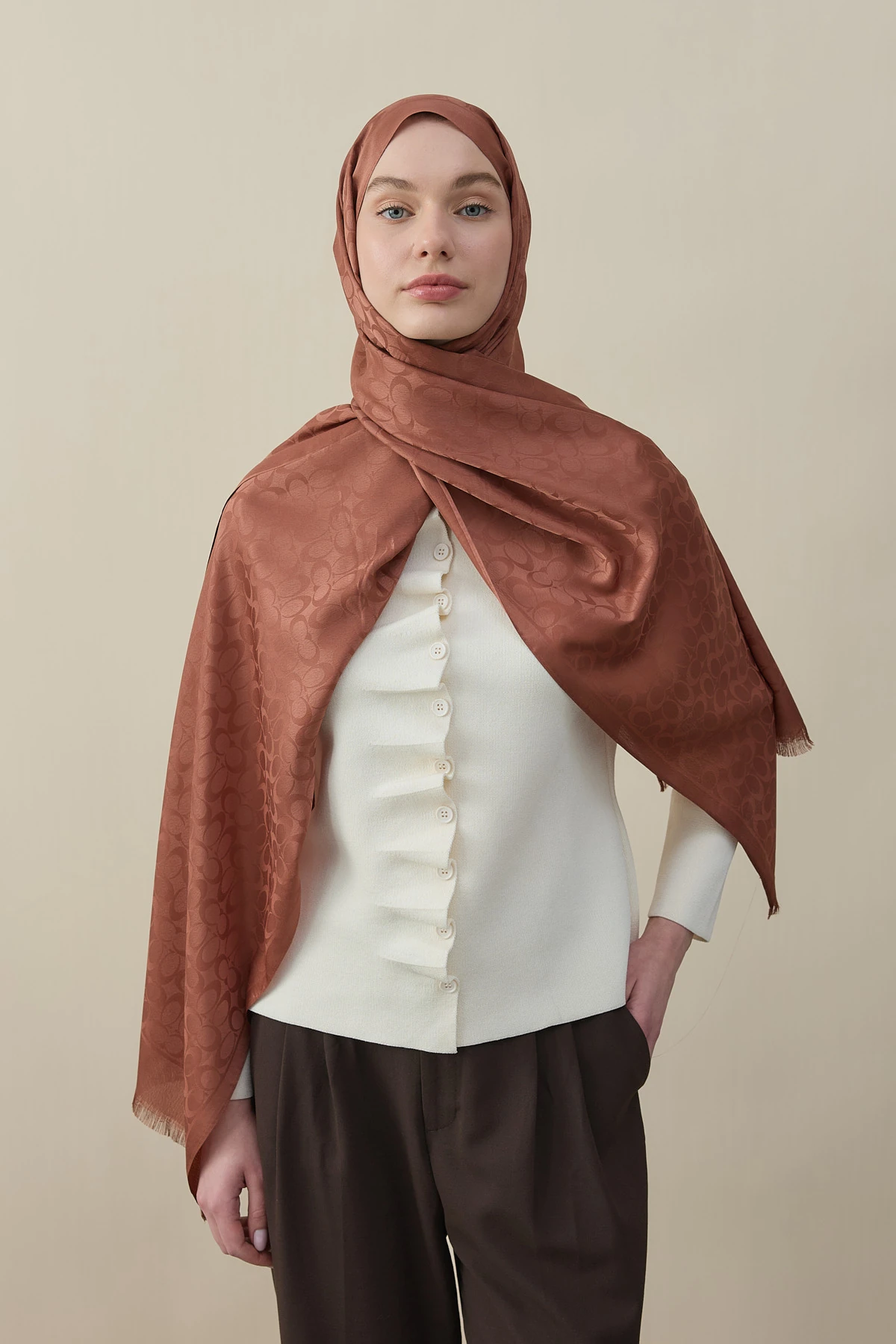 C Desen Pamuk İpek Şal