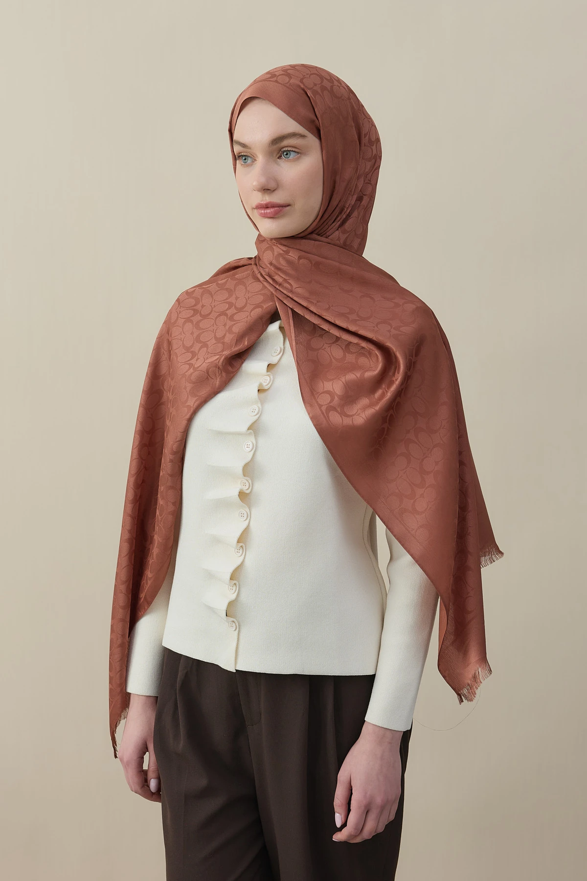 C Desen Pamuk İpek Şal