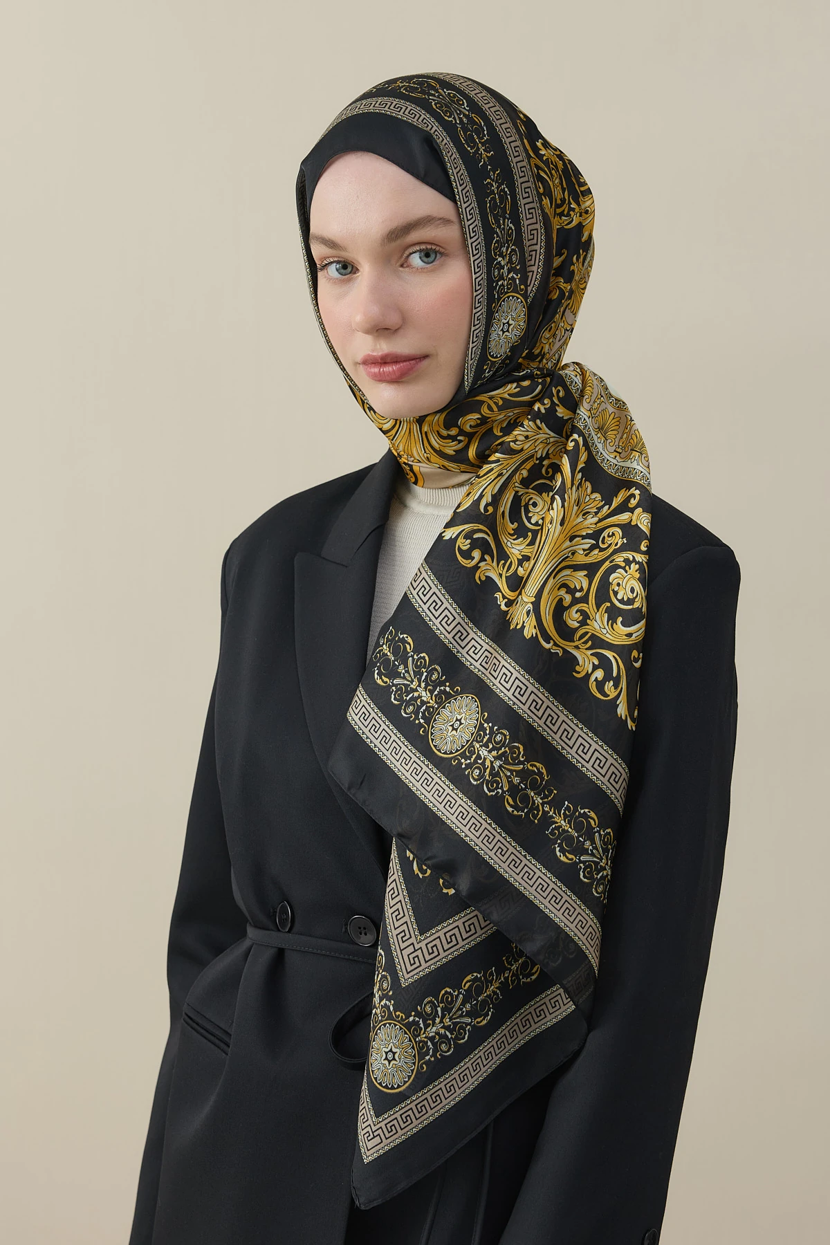 Varok Desen İthal Şal - Siyah