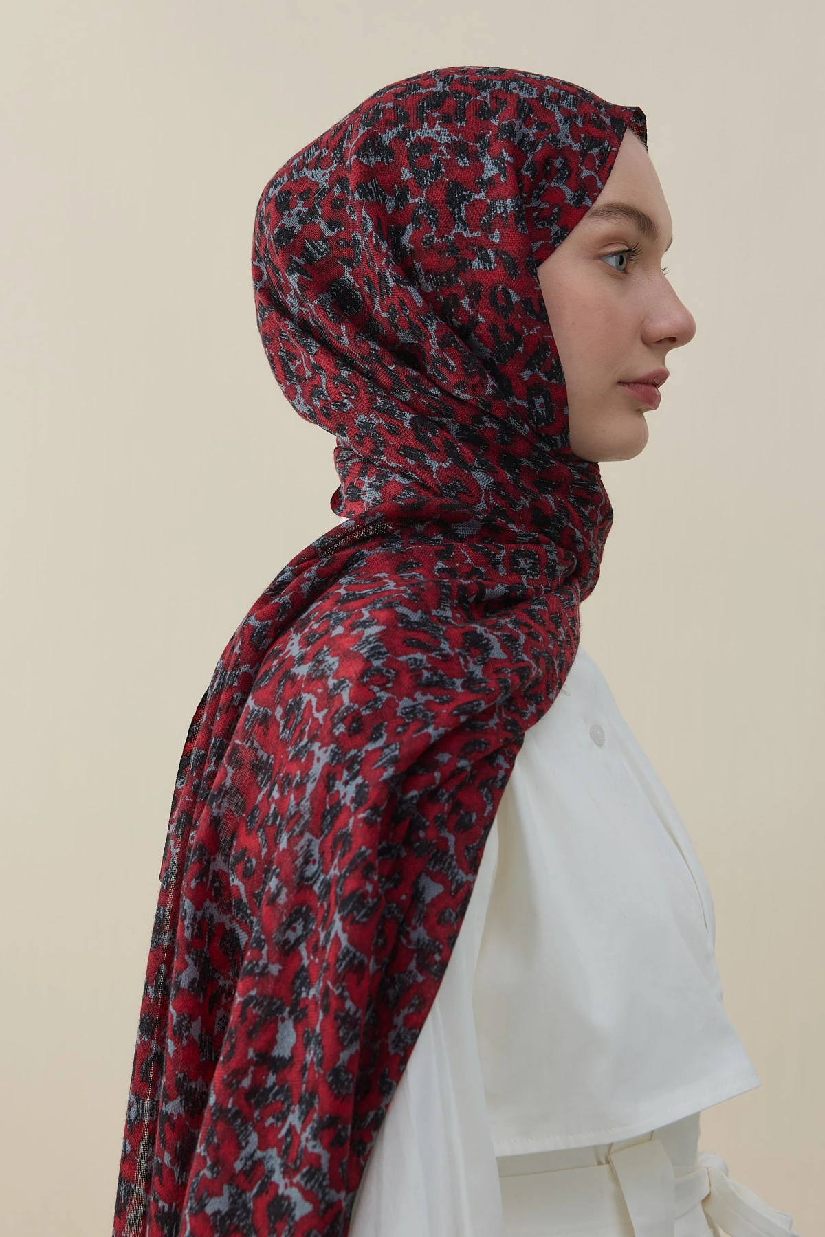 Crimson Mist Yün İpek Şal