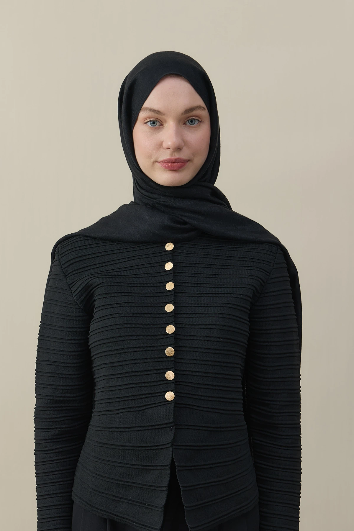 H Desen Kaşmir İpek Şal - Siyah