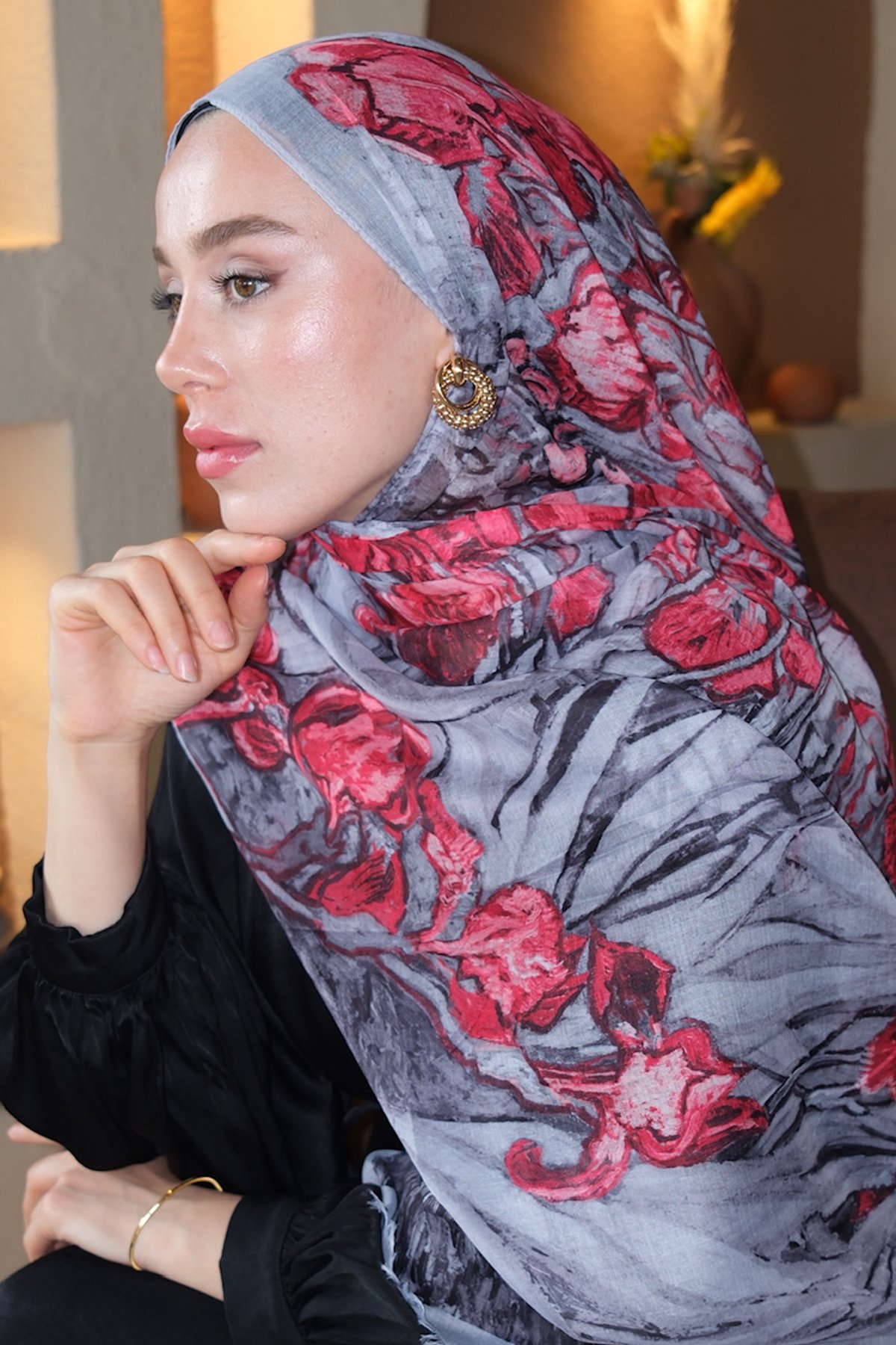 Azalea Pamuk Şal - Mürdüm