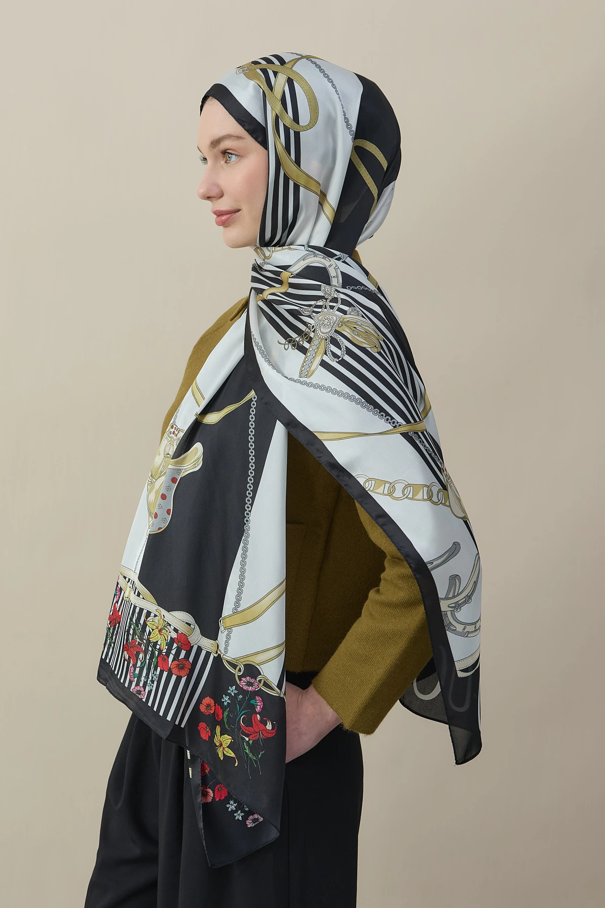 Chain Garden Vual İpek Şal