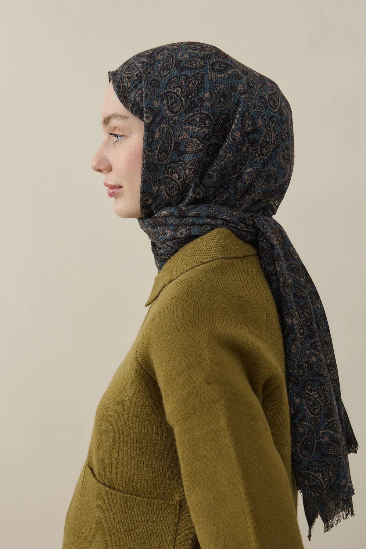 Badem Desen Yün İpek Şal