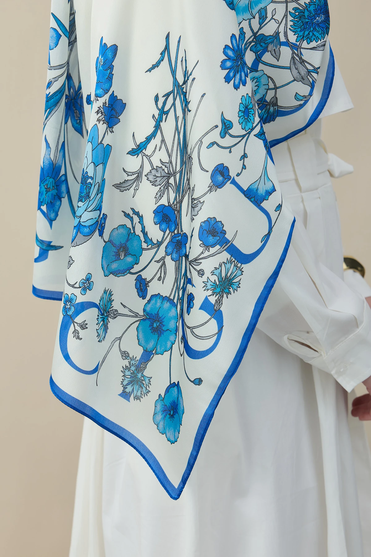 Flora Luxe Vual İpek Şal