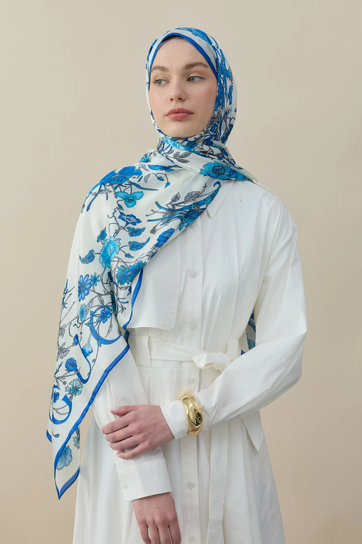 Flora Luxe Vual İpek Şal