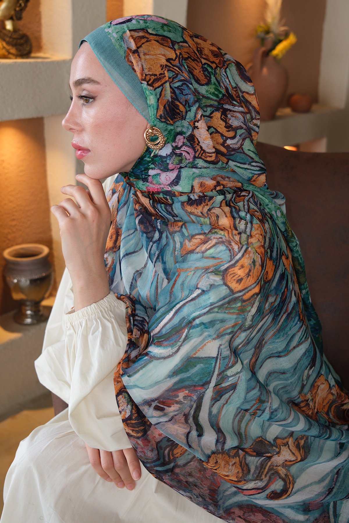 Azalea Pamuk Şal - Yeşil