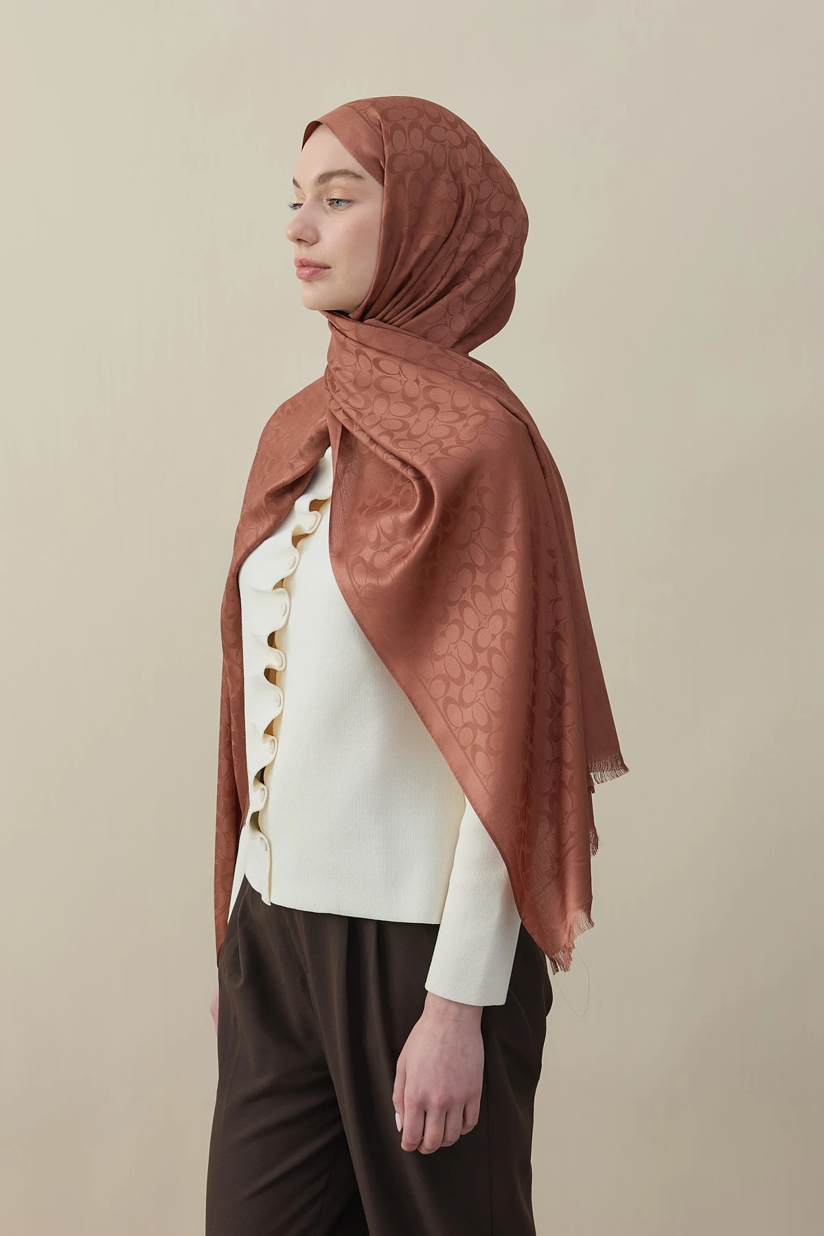 C Desen Pamuk İpek Şal