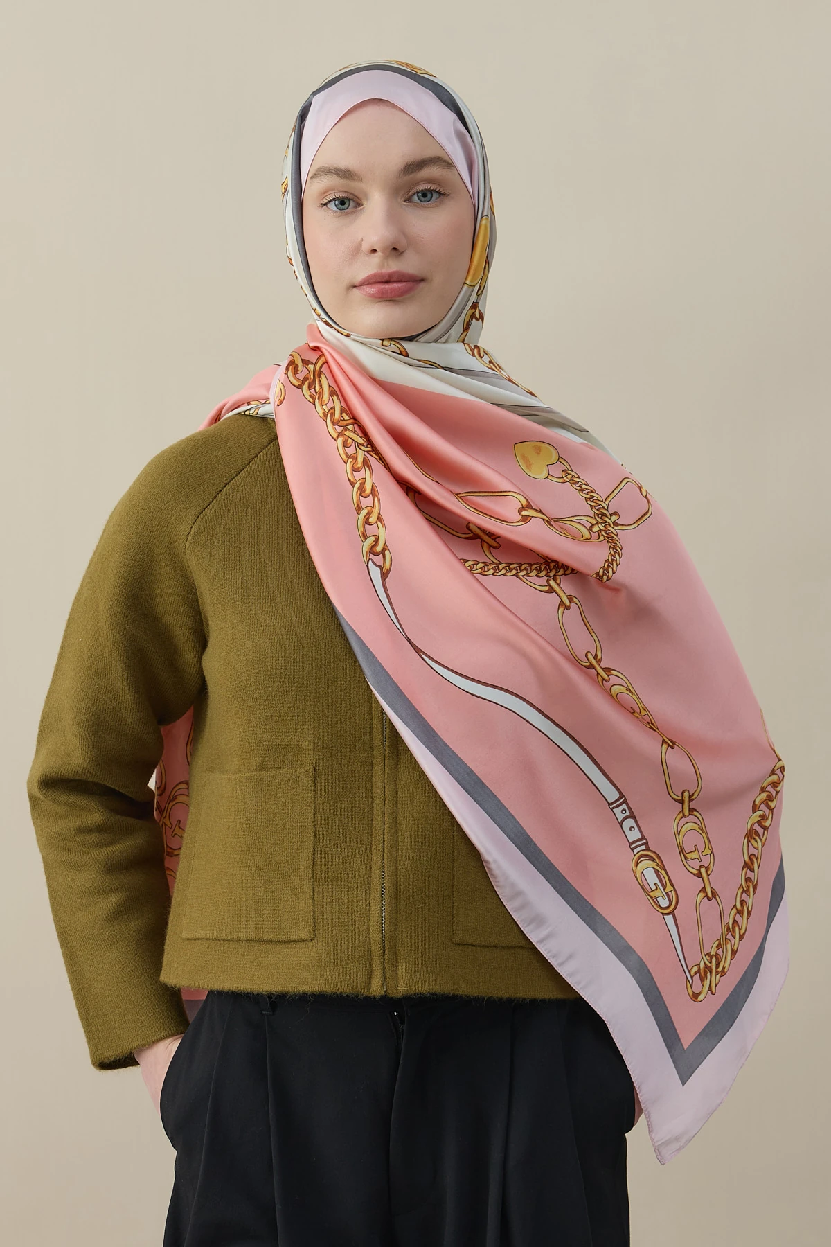 Elegant Links Vual İpek Şal - Pembe