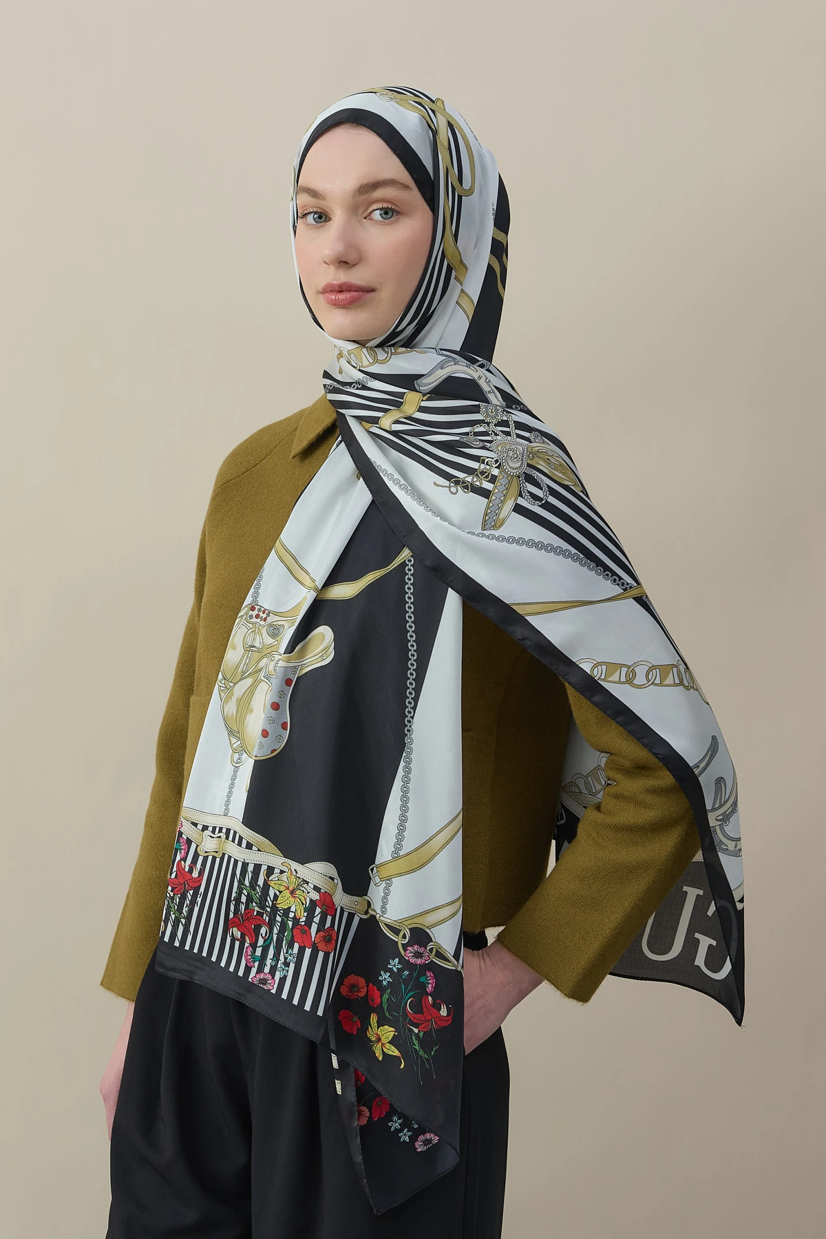 Chain Garden Vual İpek Şal