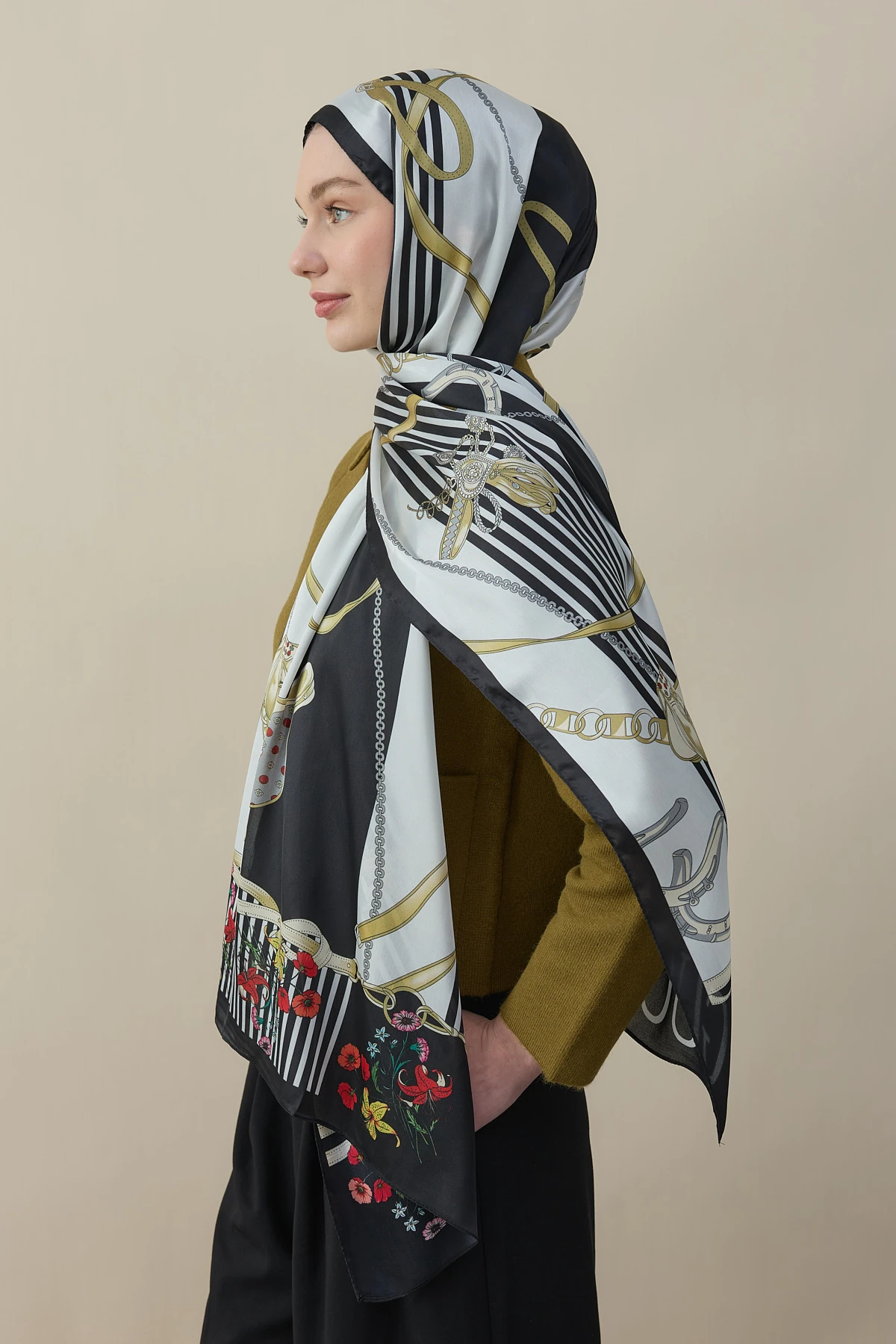 Chain Garden Vual İpek Şal