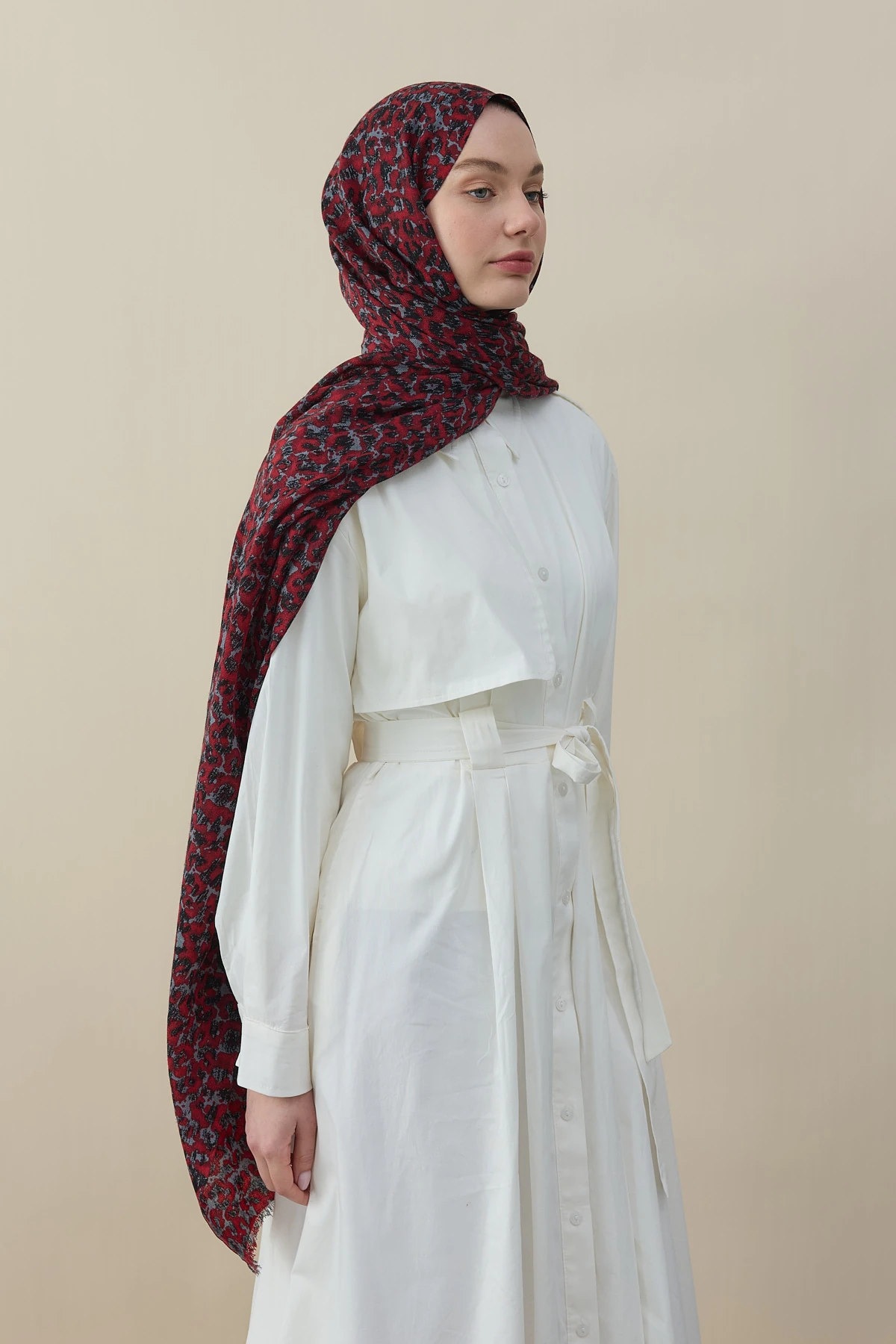 Crimson Mist Yün İpek Şal