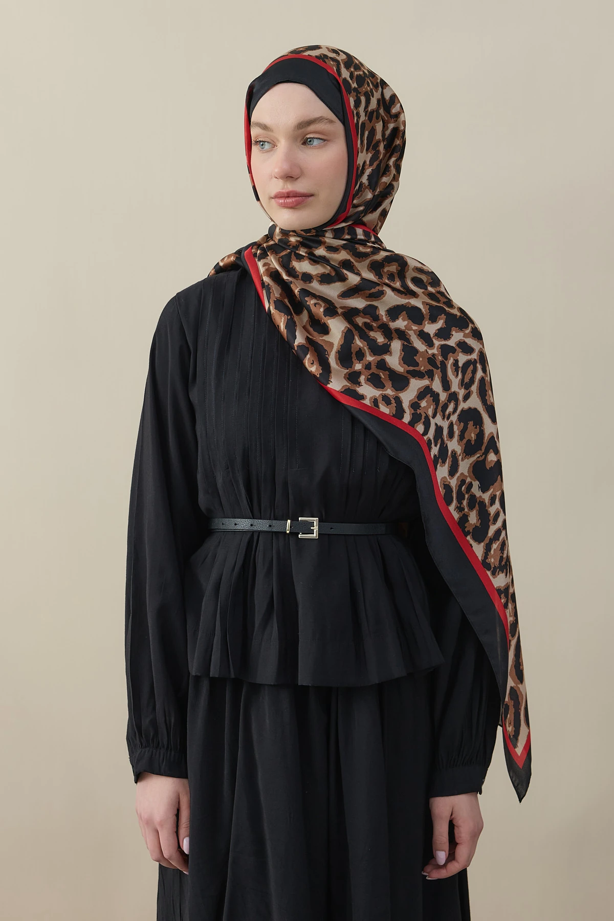 Leopar Vual İpek Şal