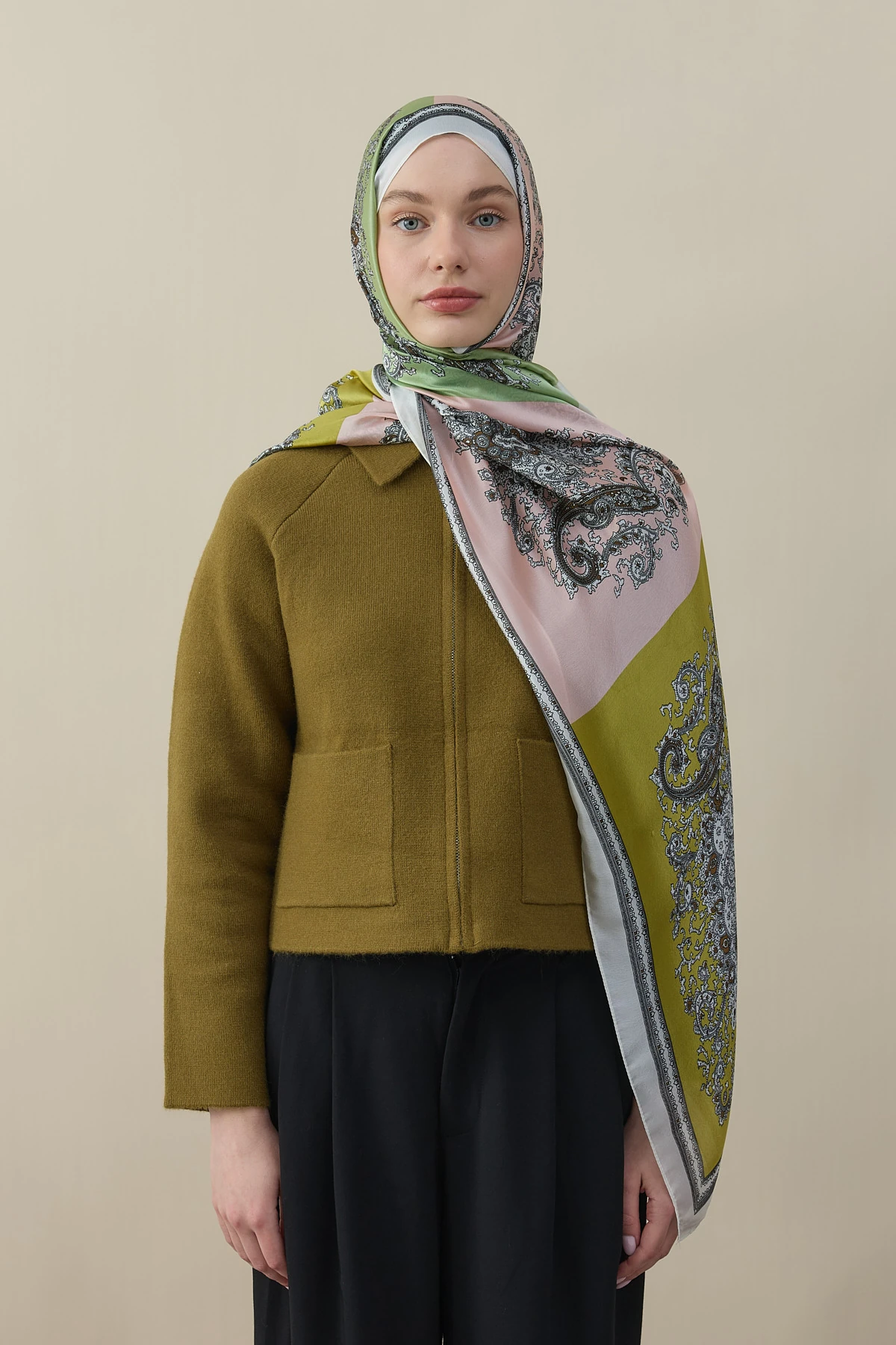 Patchora Vual İpek Şal - Beyaz